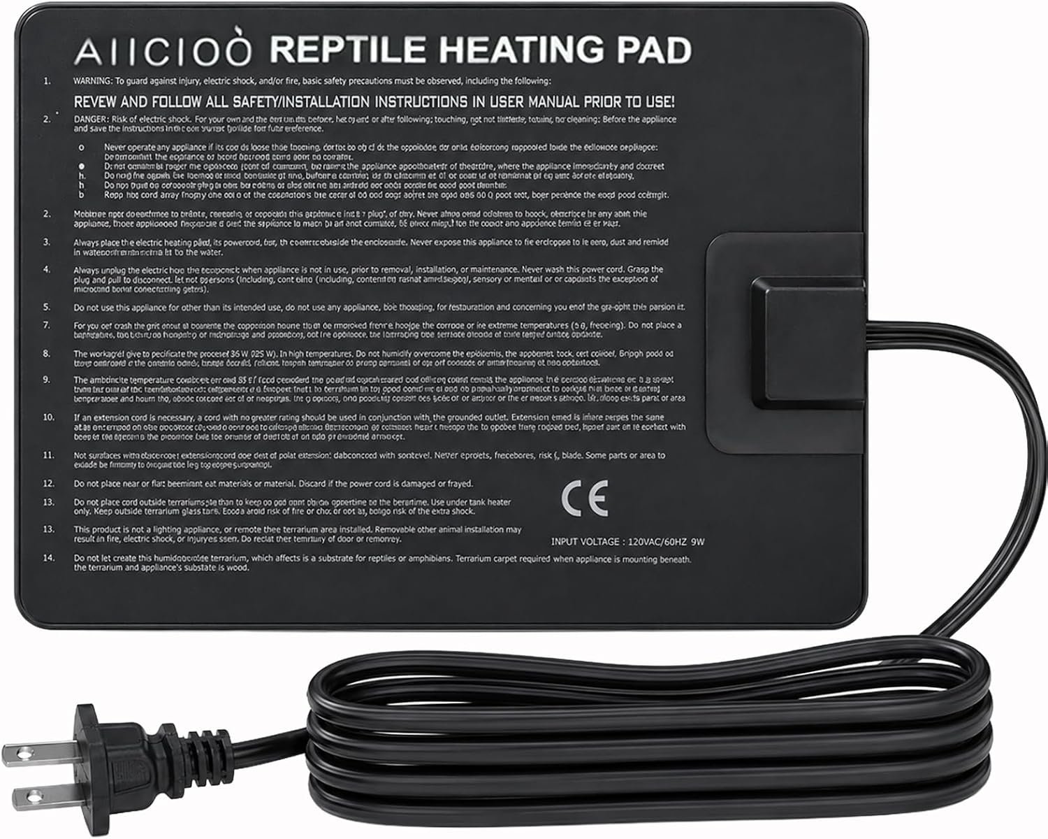 Aiicioo Reptile Heating Pad – Hermit Crab Heater Heat Mat for Reptiles Snake Lizard Terrarium 8 Watt