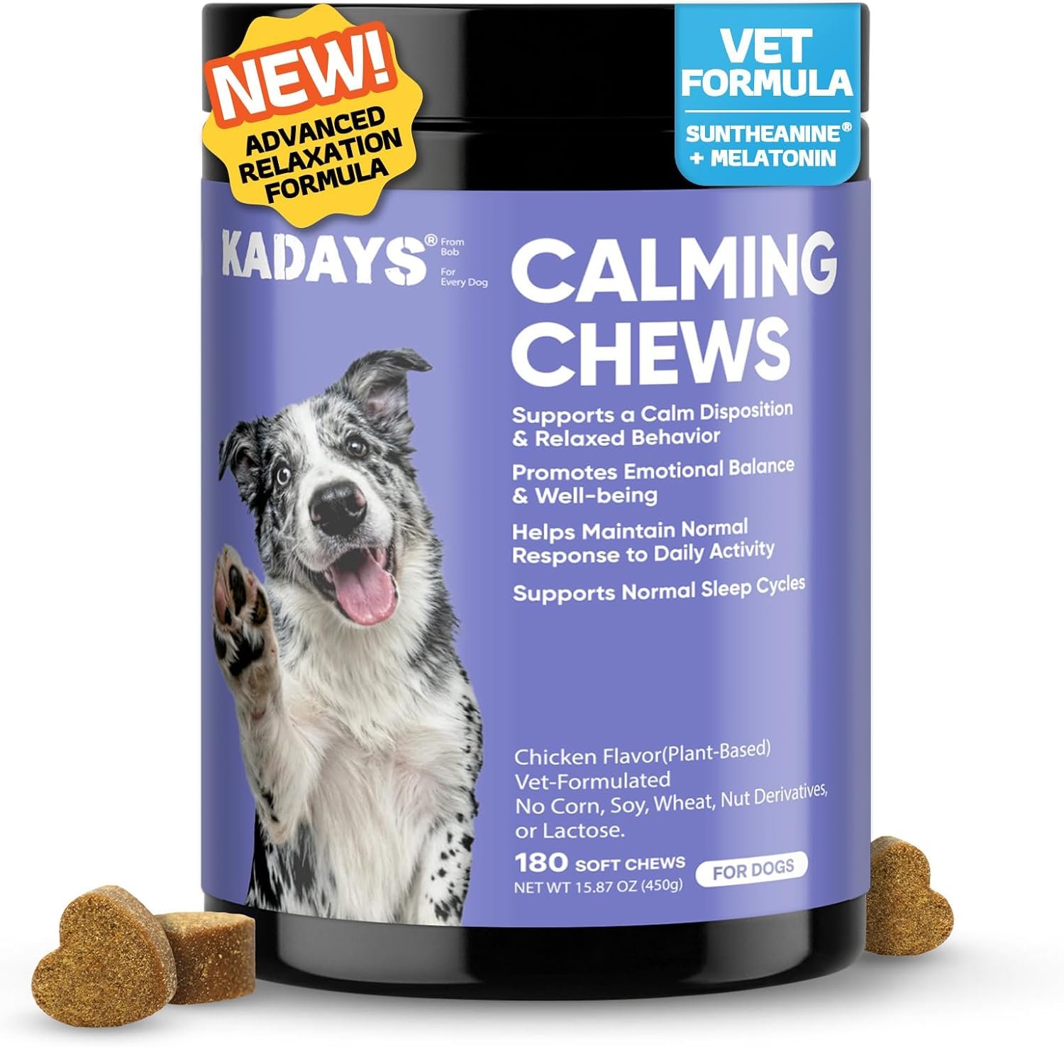 Calming Chews for Dogs 180ct-Dog Calming Chews Anxiety Stress Relief Treats | with Dog Melatonin Sleep Aid Bites for Small/Medium/Large Dog Calm Supplement-Separation,Fireworks,Thunder,Barking,Vet