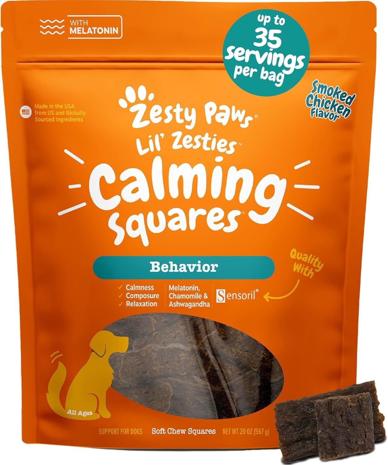 Zesty Paws Calming Chews for Dogs – Dog Calming Supplement, Chicken 10oz