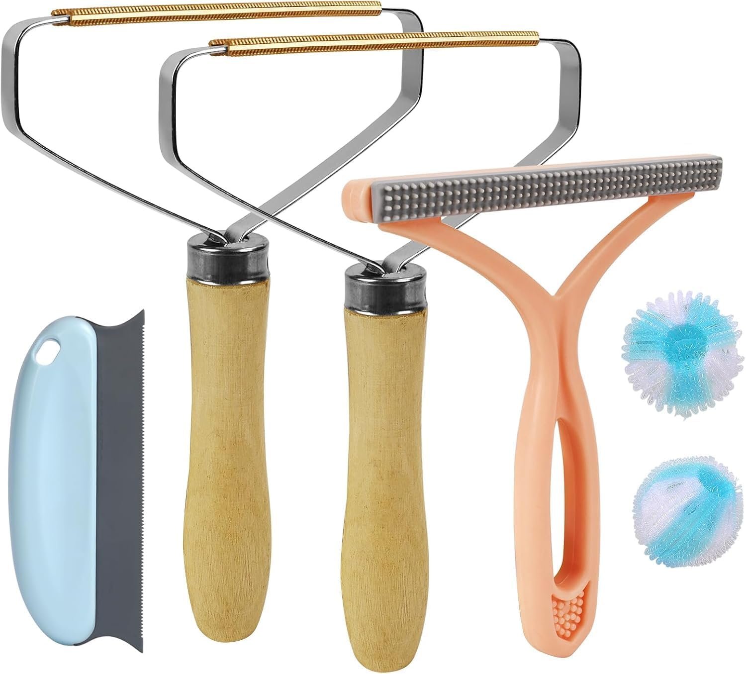 Pet Hair Removal Tool: 6 Pcs Dog Cat Hair Remover – Reusable Pet Hair Remover with Laundry Pet Hair Catcher – Portable Carpet Rake Scraper Fur Removal Tool for Rugs Car Mats Couch Furniture