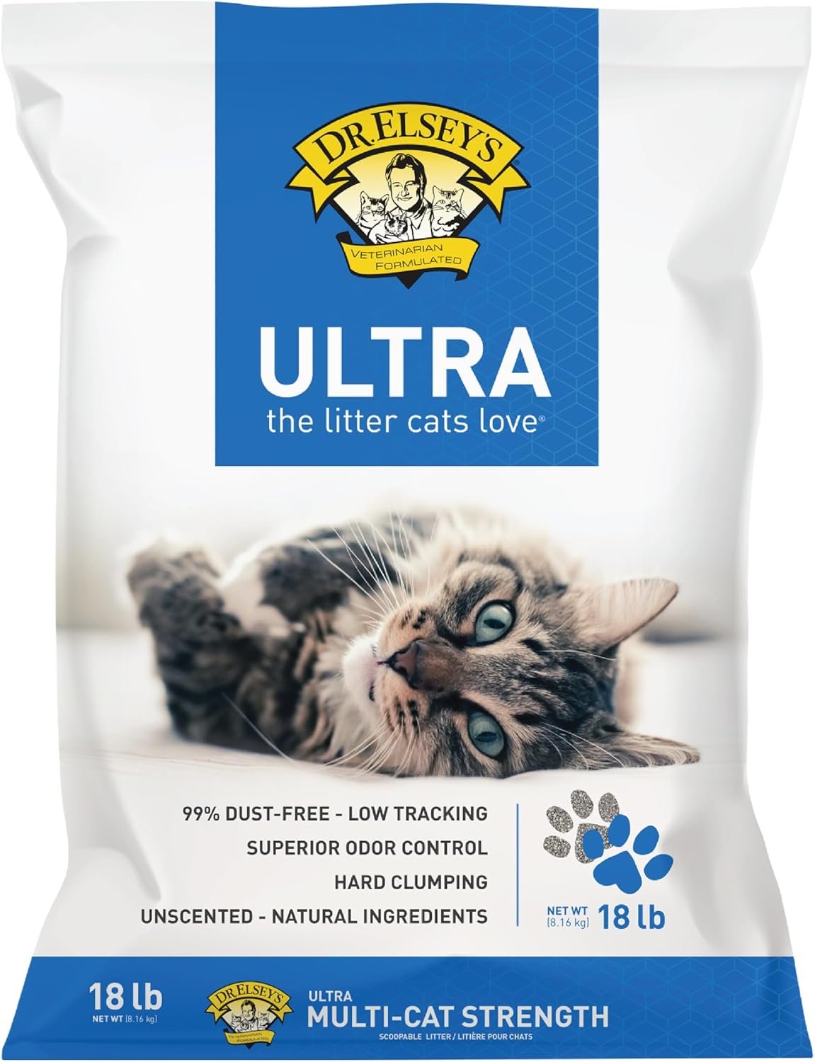 Dr. Elsey’s Ultra Unscented Clumping Clay Cat Litter 18 lb Bag
