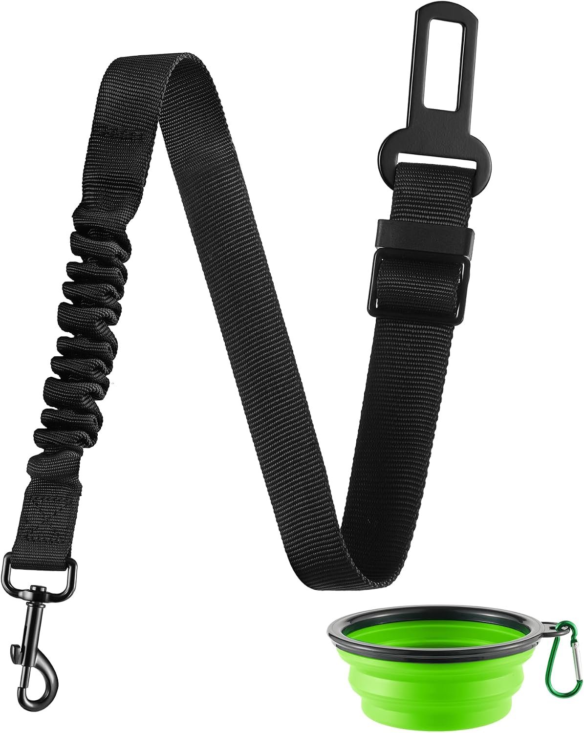 Dog Seat Belt for Car, Retractable Pet Safety Harness, Adjustable Nylon Dog Seatbelt Leash, Comfortable Dog Accessories for Vehicles (Black-1PCS)