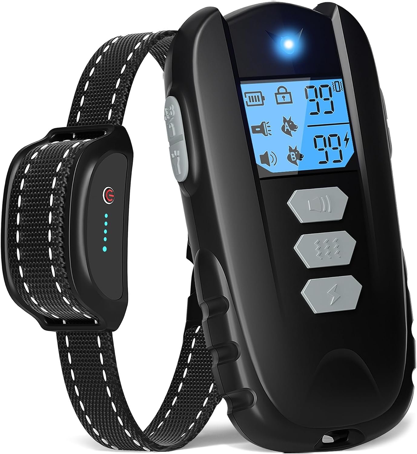 Dog Shock Collar with Remote Control – Shock Collar for Dogs 10–120 lbs, 2000FT Long Range IPX7 Waterproof Rechargeable Dog Training Collar with 4 Safe Modes Beep Vibration Shock & Flashlight Gy