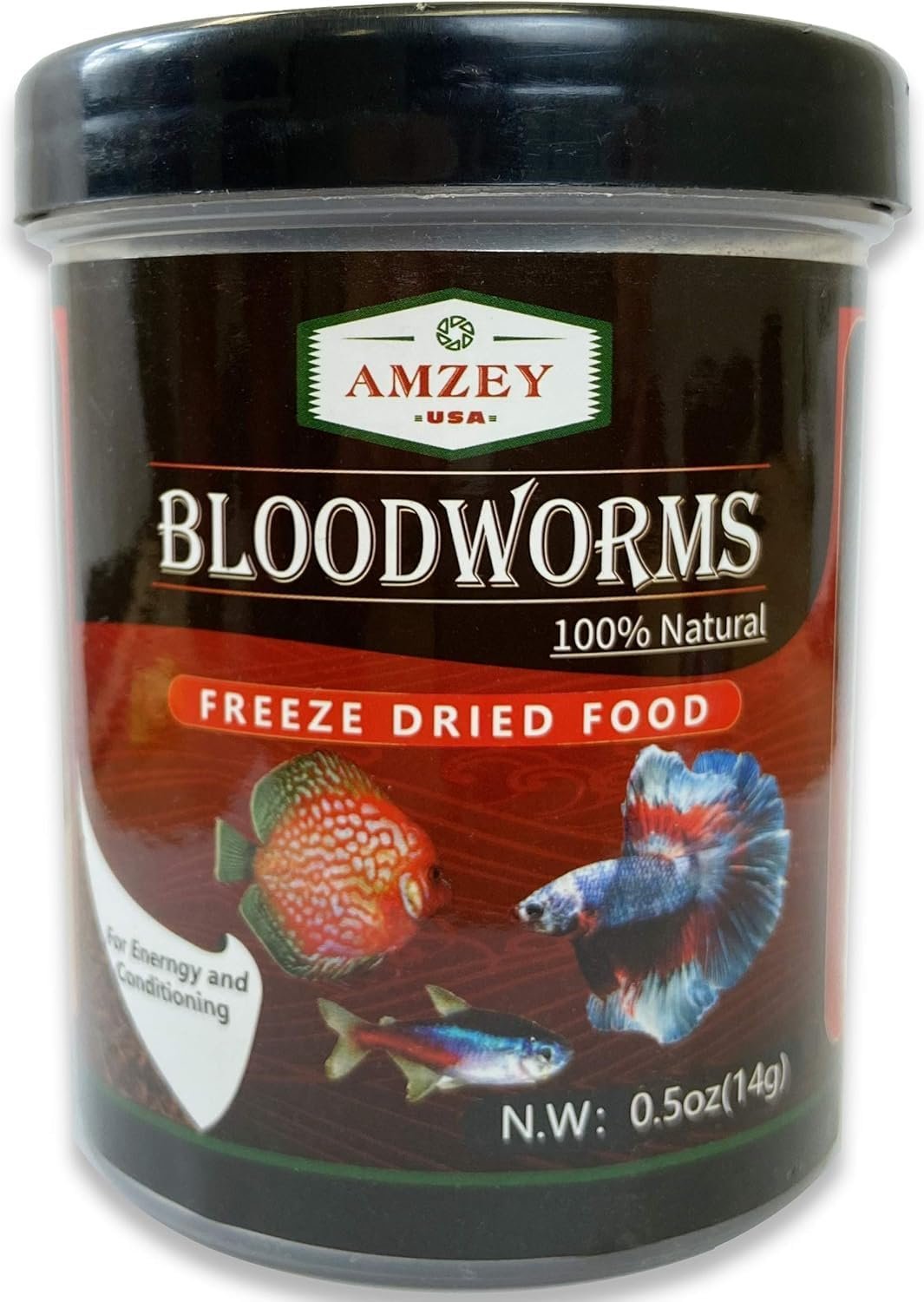 Amzey Blood Worms 0.5 oz -100% Natural Freeze Dried Blood Worms – Aquarium High Protein Food for Betta Fish, Goldfish, Cichlid, Guppy, Discus, Turtle
