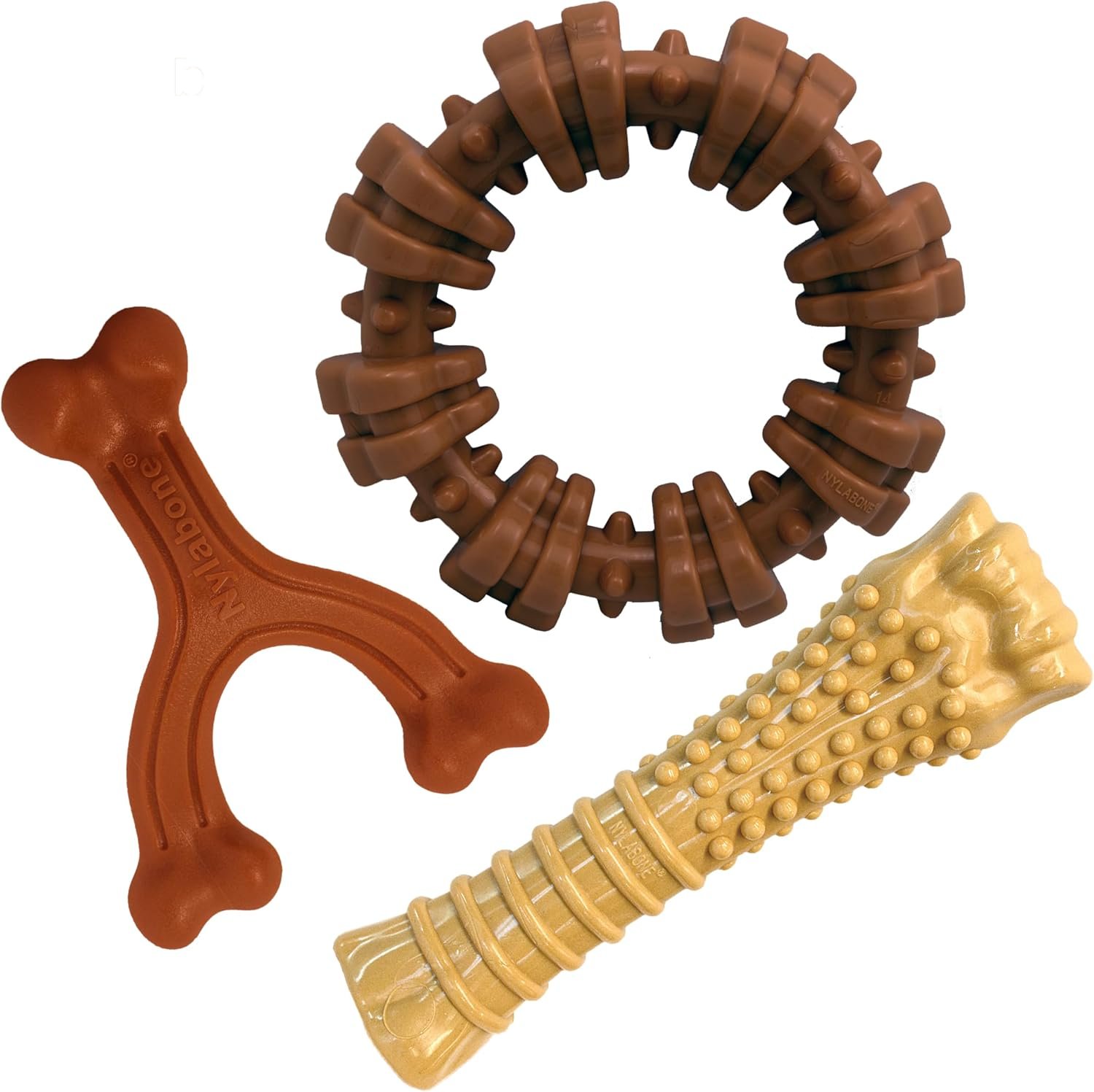 Nylabone Power Chew Customer Favorites Dog Chew Toys, 3 Count, Large | Flavor Medley, peanut butter, and beef flavor, durable dog toys for aggressive chewers, for large breeds up to 50 lbs