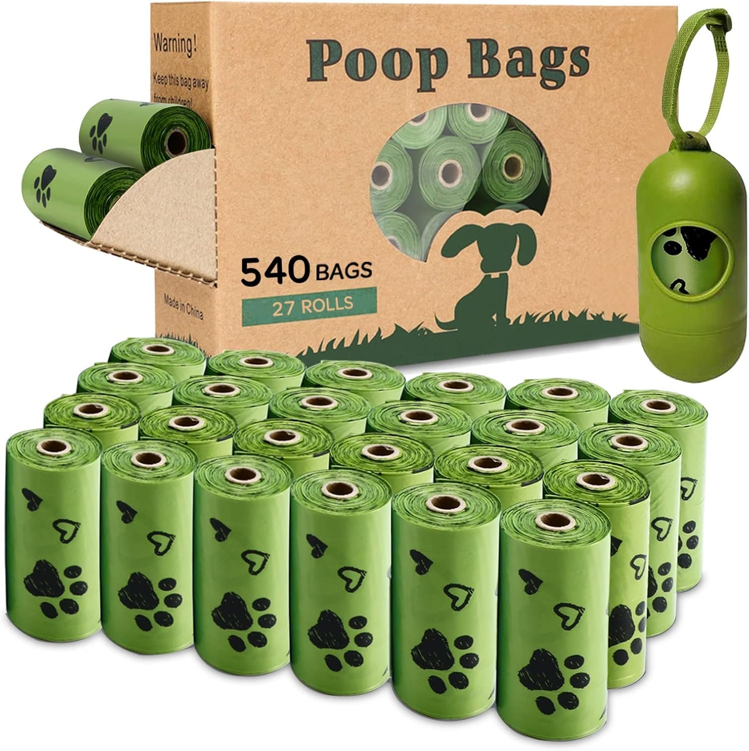 Dog Poop Bag Biodegradable 540 Count Dog Waste Bags with Dispenser Scented | Strong Large 9×13 inch Waste Refill Bags for Daily Dog Walks, Cat Litter Cleanup Outdoor Travel and Multi-Pet Households