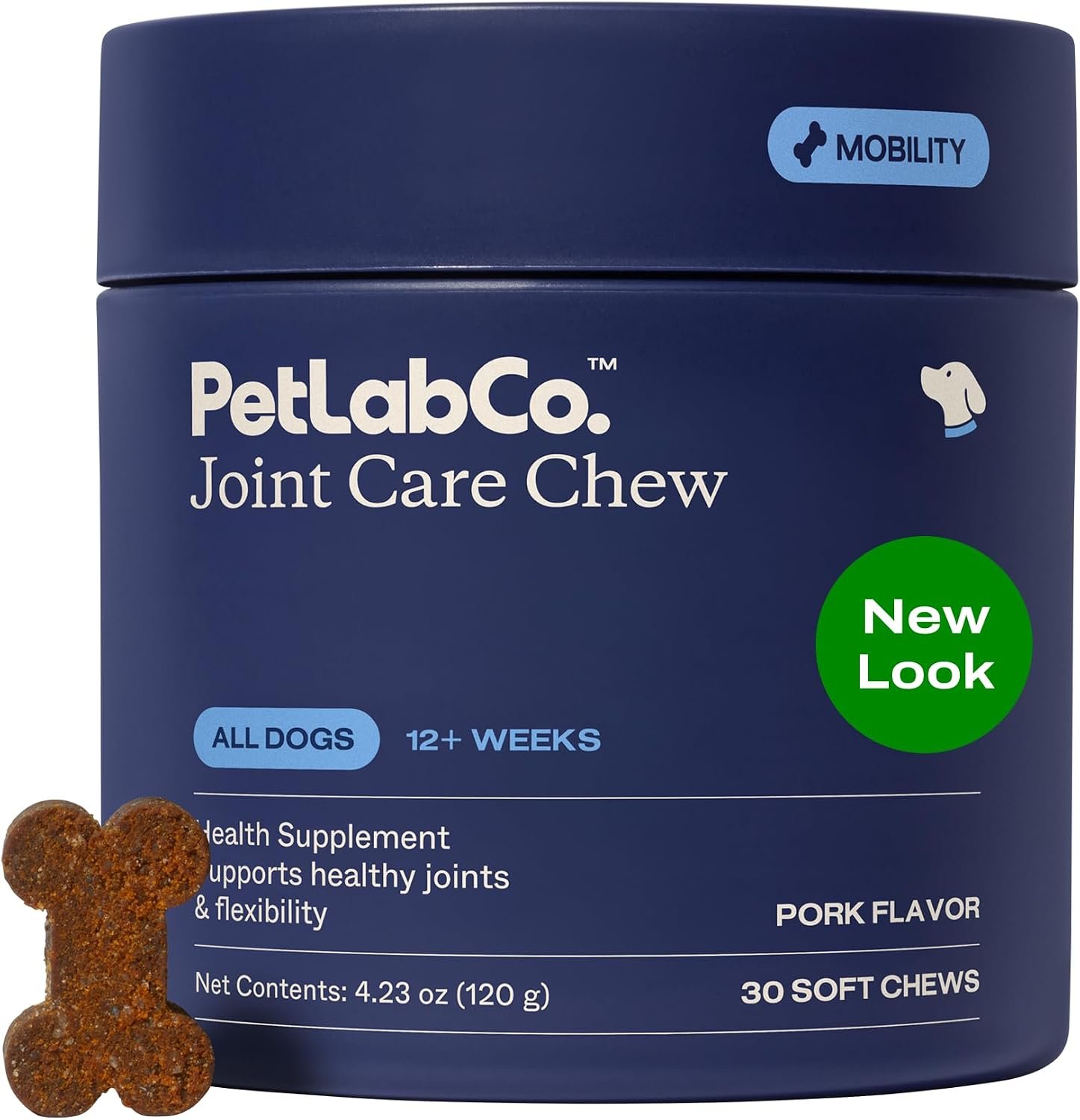 PetLab Co. Joint Care Chews for Dogs, 30 Soft Chews, Pork | Glucosamine, green-lipped mussel and omega-3s to support joint comfort, cartilage health and daily mobility