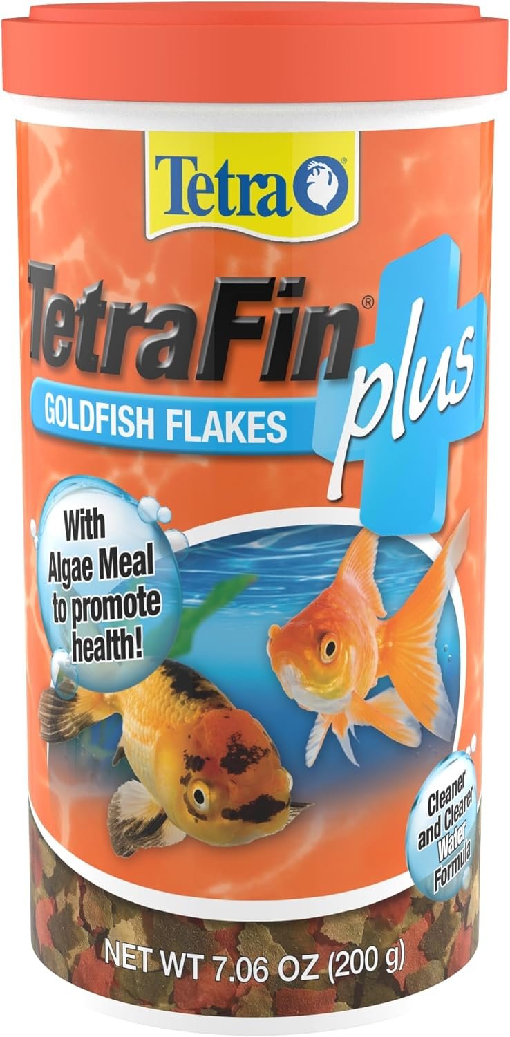 Tetra TetraFin Plus Goldfish Flakes Fish Food with Algae, 7.06 oz | Added Algae for Optimal Health, Balanced Daily Diet for Goldfish and Small Koi, Color-Enhancing, Clean & Clear Water Formula