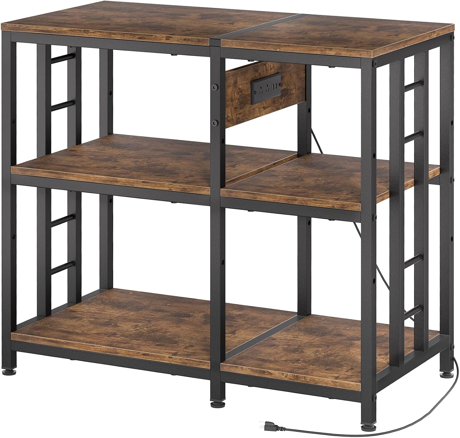 Reinforced 40-50 Gallon Aquarium Stand with Power Outlet, Ultra-Stable 720LBS Capacity Metal Fish, Tank Stand for Reptile/Aquatic Setups, 5-Tier Adjustable 37″x19″ Steel Shelving System