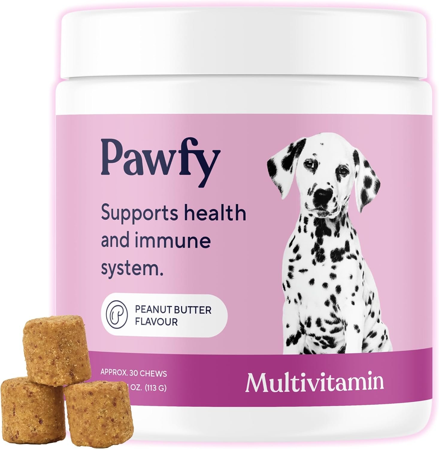 Pawfy Dog Multivitamins 15 in 1 | Dog Vitamins for Skin & Coat – Supports Overall Wellness | Advanced Senior Dog Supplements from Occasional Itching | Puppy Tasty Vitamin C Chews – 30 Count