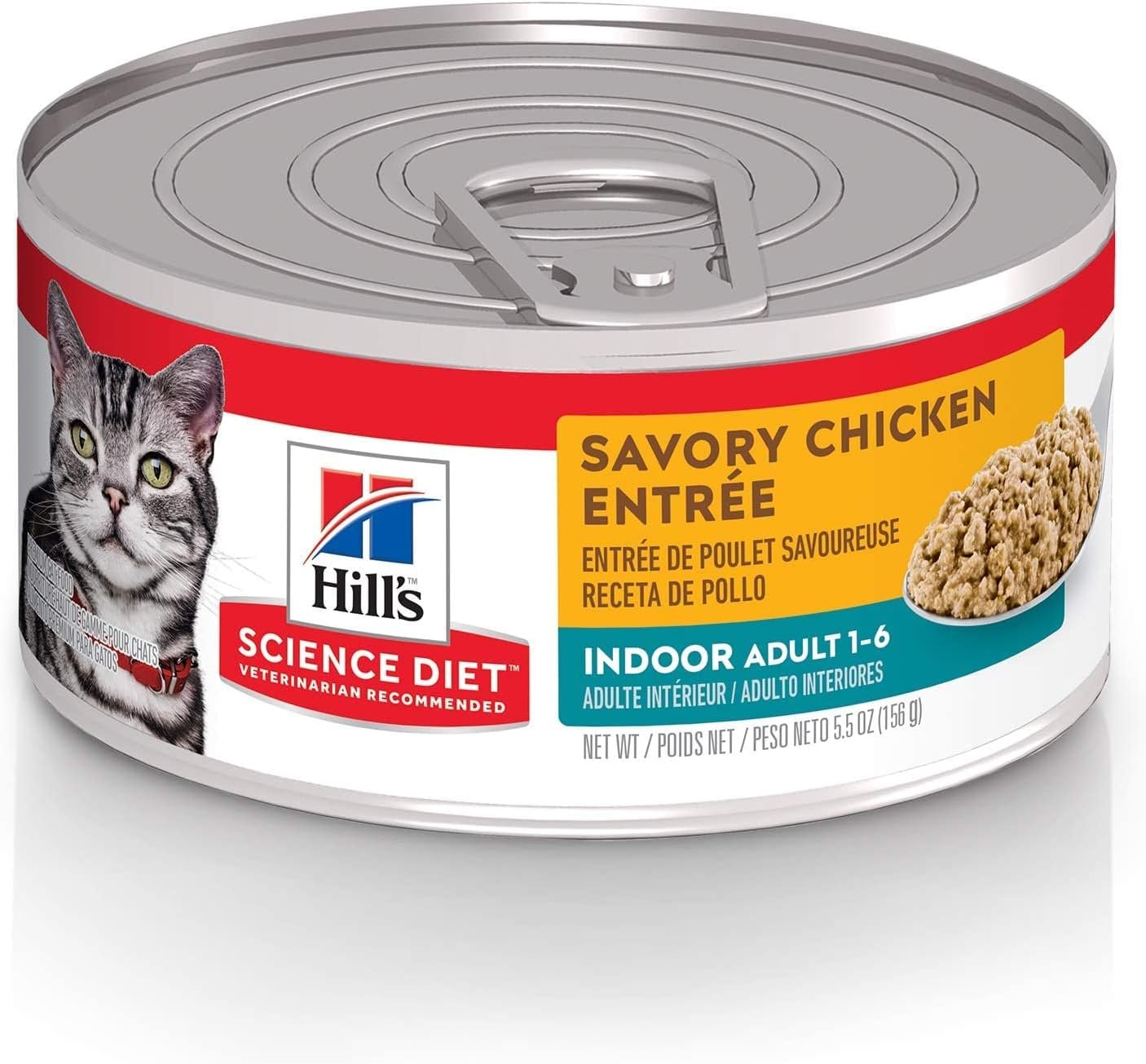 Hill’s Science Diet Adult 1-6 Indoor Wet Cat Food | #1 Veterinarian Recommended, Chicken Recipe, 5.5 oz. Cans, 24-Pack