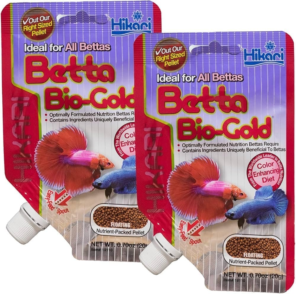 Hikari Betta Bio-Gold Baby Floating Fish Food Pellets | Color Enhancing Diet, 0.7oz [2-Pack]