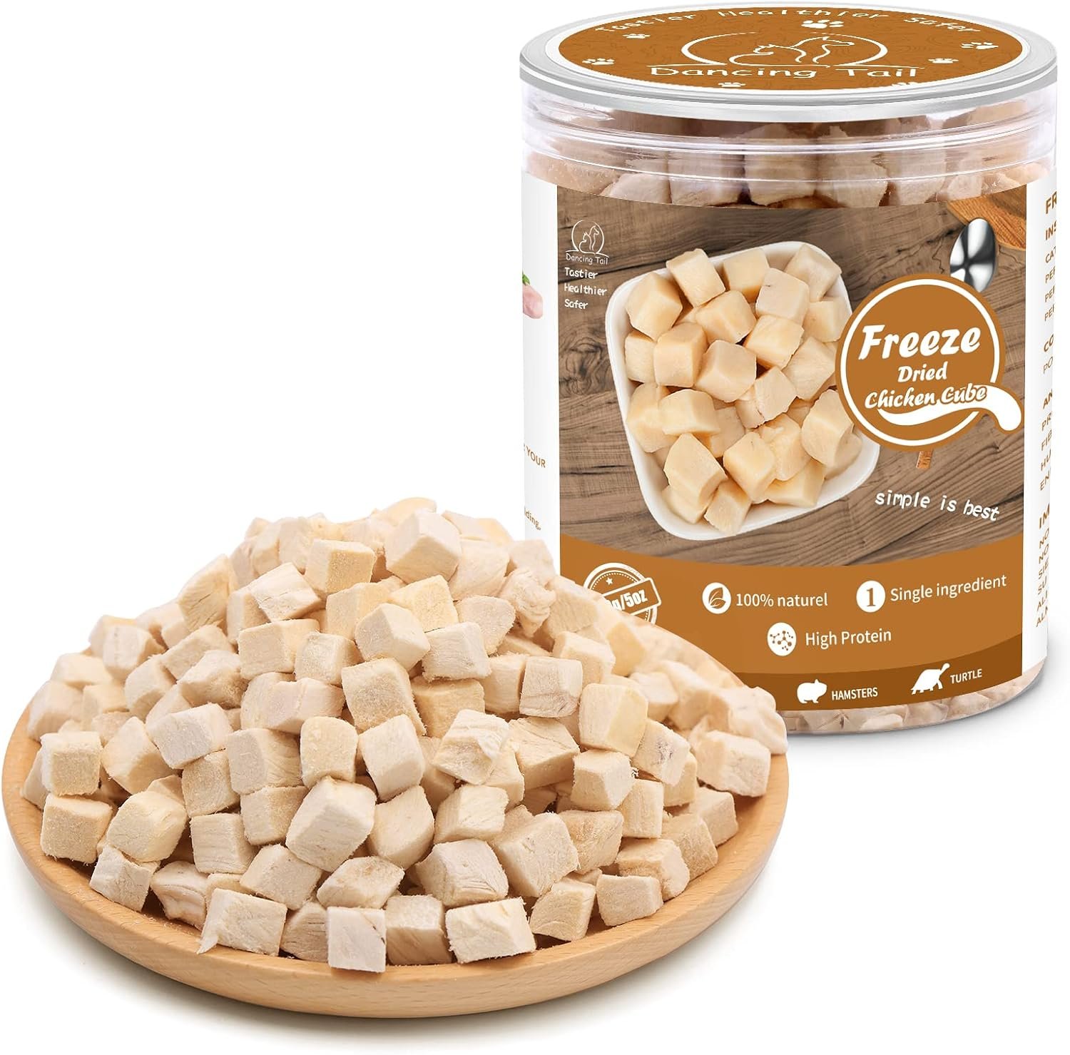 Freeze Dried Cat & Dog Treats, Healthy Chicken Cube Weight Control 5 Ounce | Dancing Tail Raw Healthy Limited Ingredient Chicken Cube Weight Control Traing Treats for Small Dogs Cats