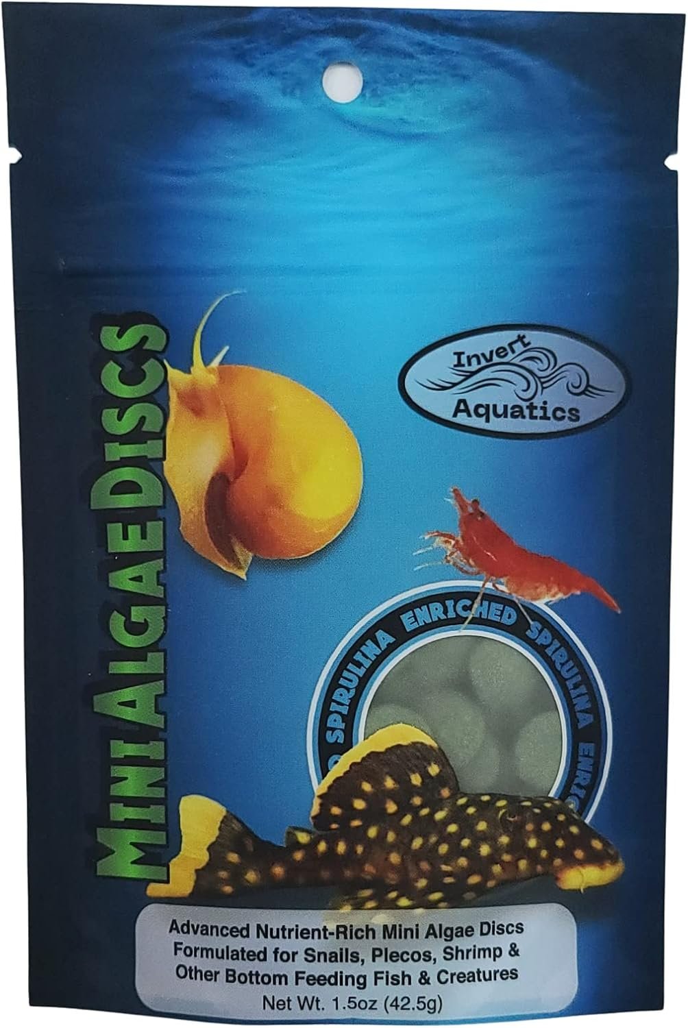 Mini Algae Discs – Sinking Diet for Snails, Shrimp & Bottom Feeding Fish (1.5oz (42,5g))