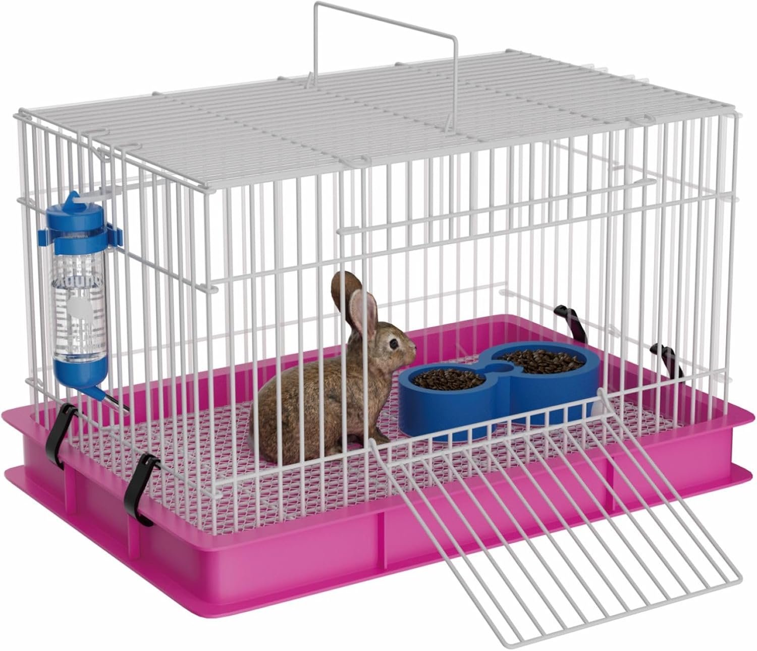STILLCOVE Small Rabbit Cage Indoor, with Water Bottle & Food Bowl & Mat | Heightened Base, Easy to Clean, Small Animal Enclosure for Bunny, Hamster, Ferret, Rat, Chinchilla, Hedgehog, Gerbil, Mouse