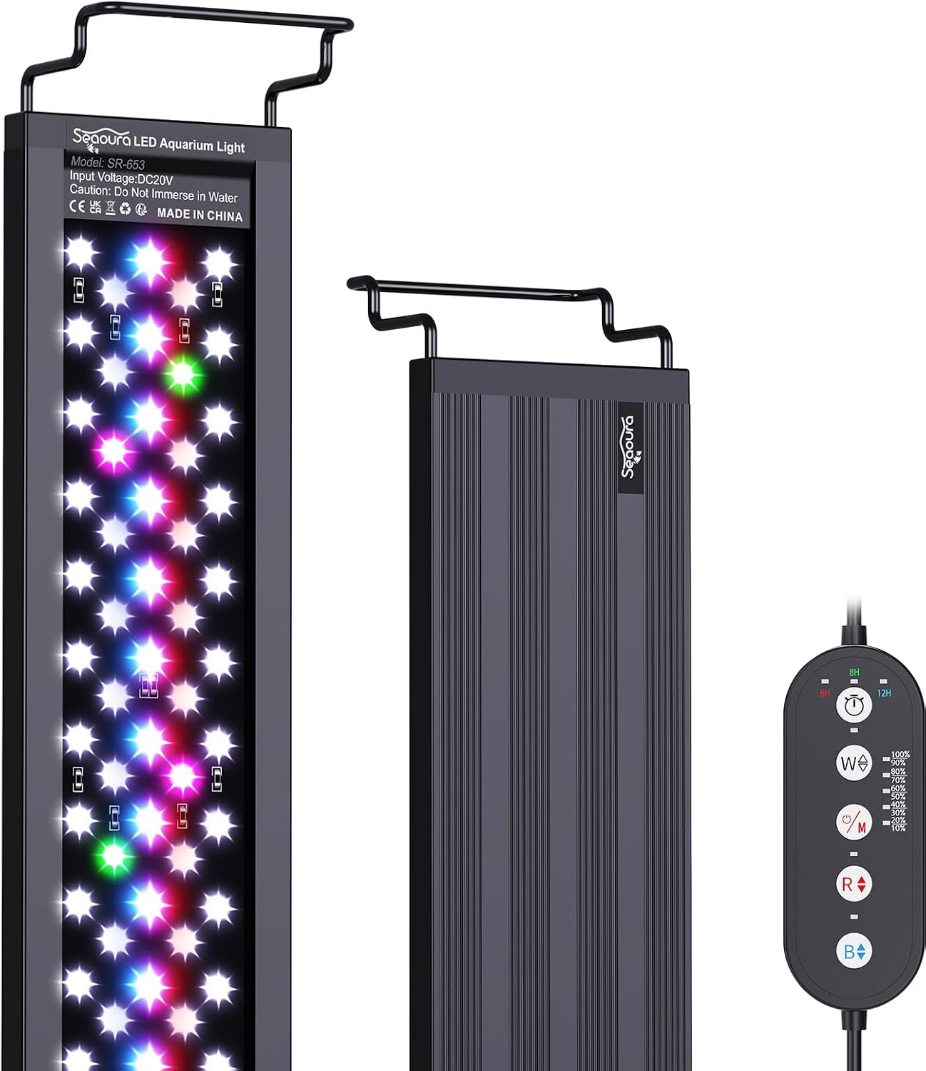 SEAOURA WRB LED Aquarium Light with Timer for 18-24in Freshwater Fish Tank | full spectrum for plants, 6/8/12h auto on/off timer, 3-channel DIY, 11 colors & 10 dimming, ABS shell, adjustable brackets