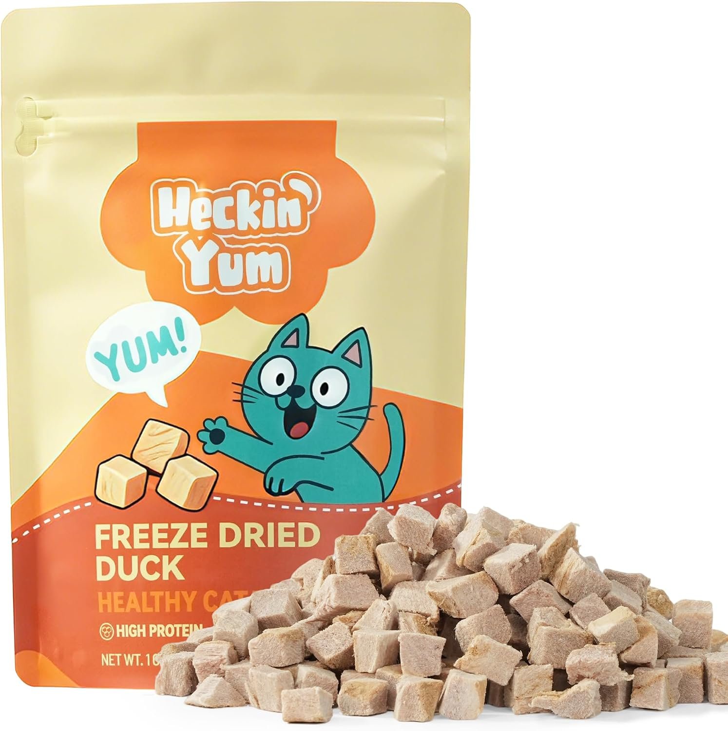 Freeze Dried Duck Cat Treats Single Ingredient Food Topper 1 oz | Single ingredient freeze dried treat; use as a reward, snack or cat food topper