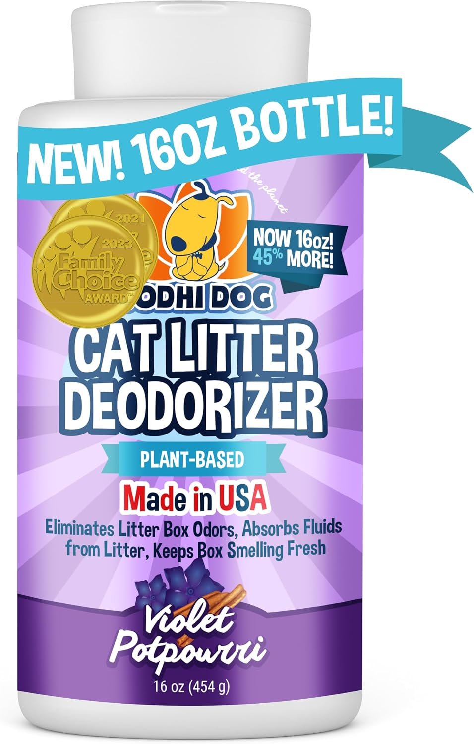 Bodhi Dog Cat Litter Odor Eliminator – Natural Gentle Deodorizer & Freshener for Strong Urine Smell – Long-Lasting Formula, Easy to Use, Reduces Litter Box Changes – Violet Potpourri Scent