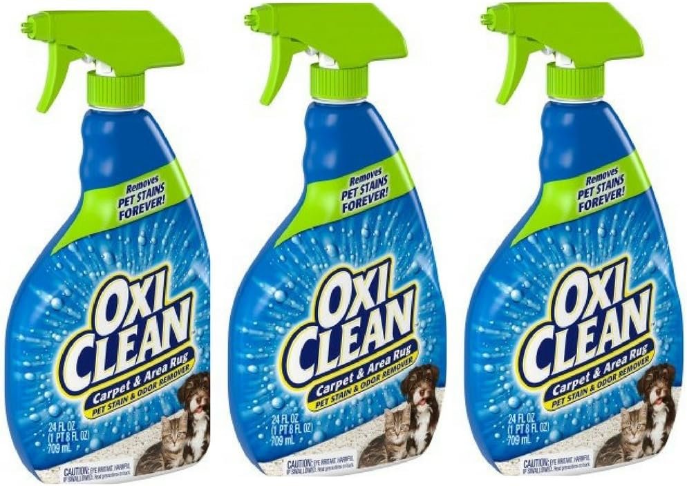 OxiClean Carpet and Rug Cleaner, Pet Stain and Odor Remover Spray, 24 fl oz (Pack of 3)