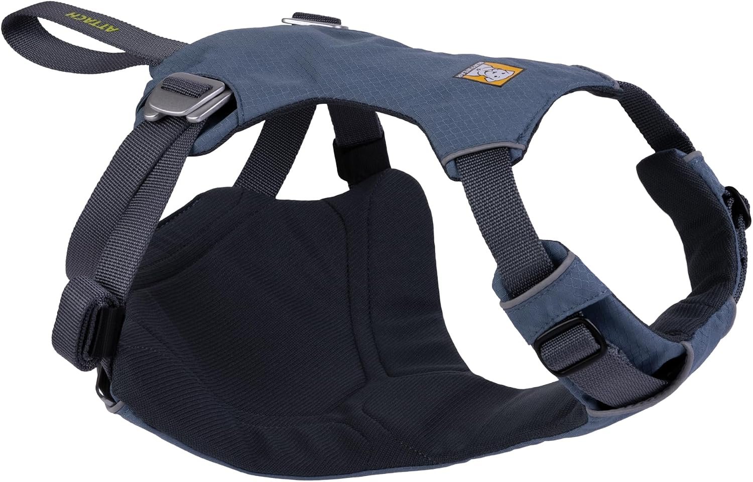 Ruffwear, Load Up Dog Car Harness, Padded Adjustable Travel Restraint with Universal Seat Belt Attachment and Strength-Rated Metal Hardware, for Road Trips in Cars & SUVs, Slate Blue, Medium