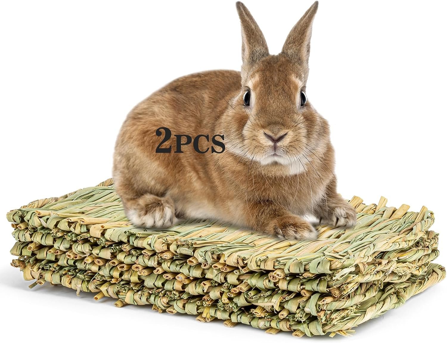 Sukh Bunny Mat, Grass Mats for Rabbits – 2 Pack Natural Woven Hay Cage Bed | Rabbit Mat, Bunny Bedding & Rabbit Toys for Indoor Rabbits, Guinea Pigs, Chinchillas, Hamsters, Gerbils, Mice and Rats