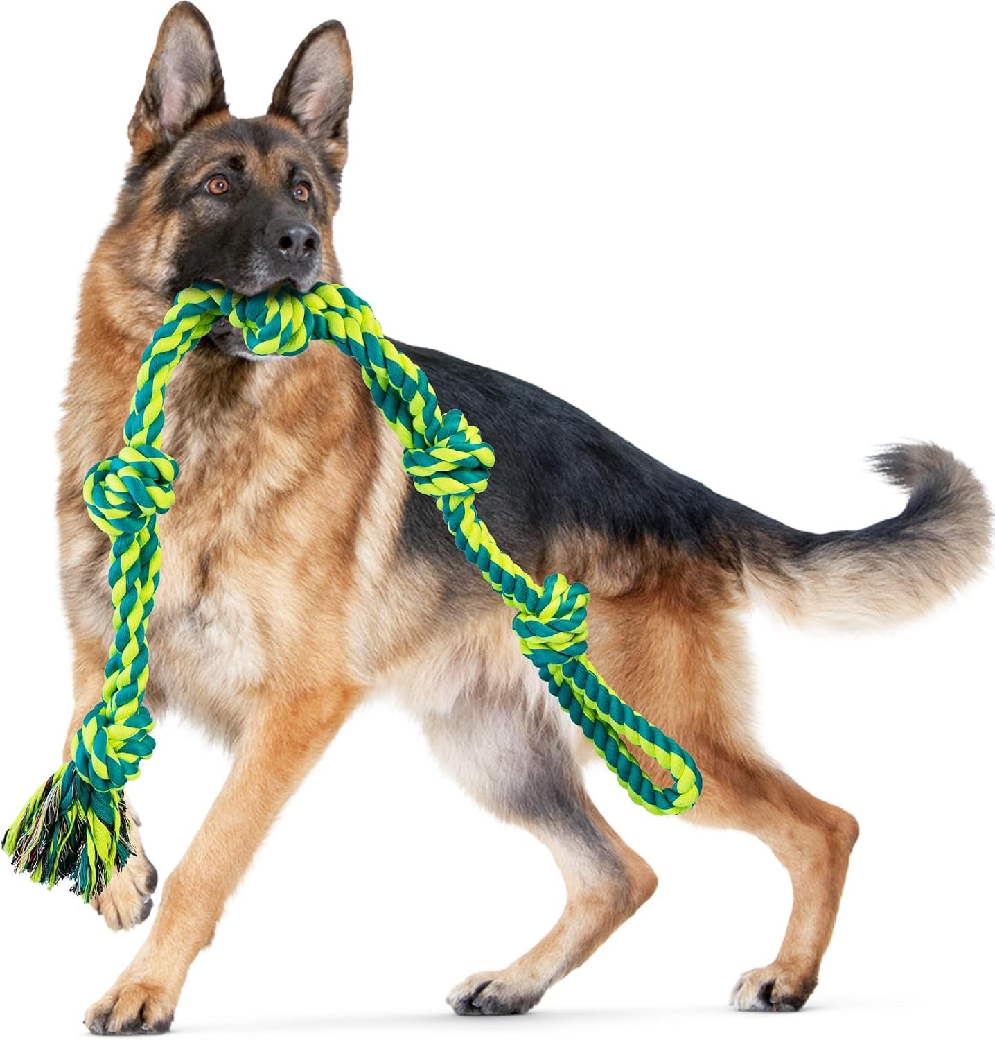 SHARLOVY Dog Toys for Large Dogs and Aggressive Chewers | Indestructible XL Durable Dog Toy,5-Knot Rope Tug,Heavy Duty Chew Sturdy Cotton Knot Rope Toy for Large Breed Dogs