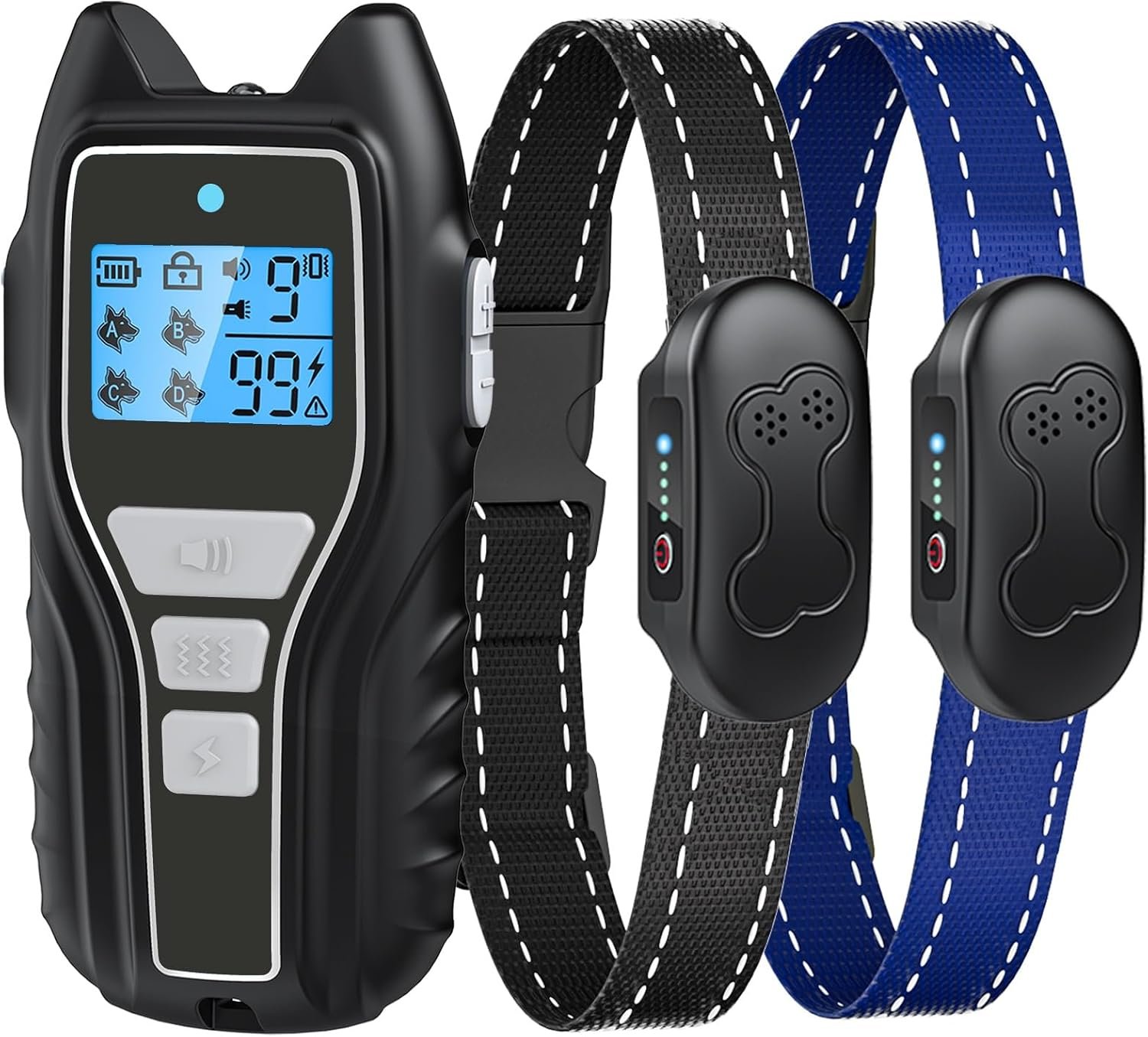 Asrcs Shock Collar for Dogs 2 Dogs (15-120lbs) 2000FT Dog Shock Collar with Remote Control Waterproof Dog Training Collar with Remote 4 Safe Modes Rechargeable Lock Flash Light for All Breeds – Grey