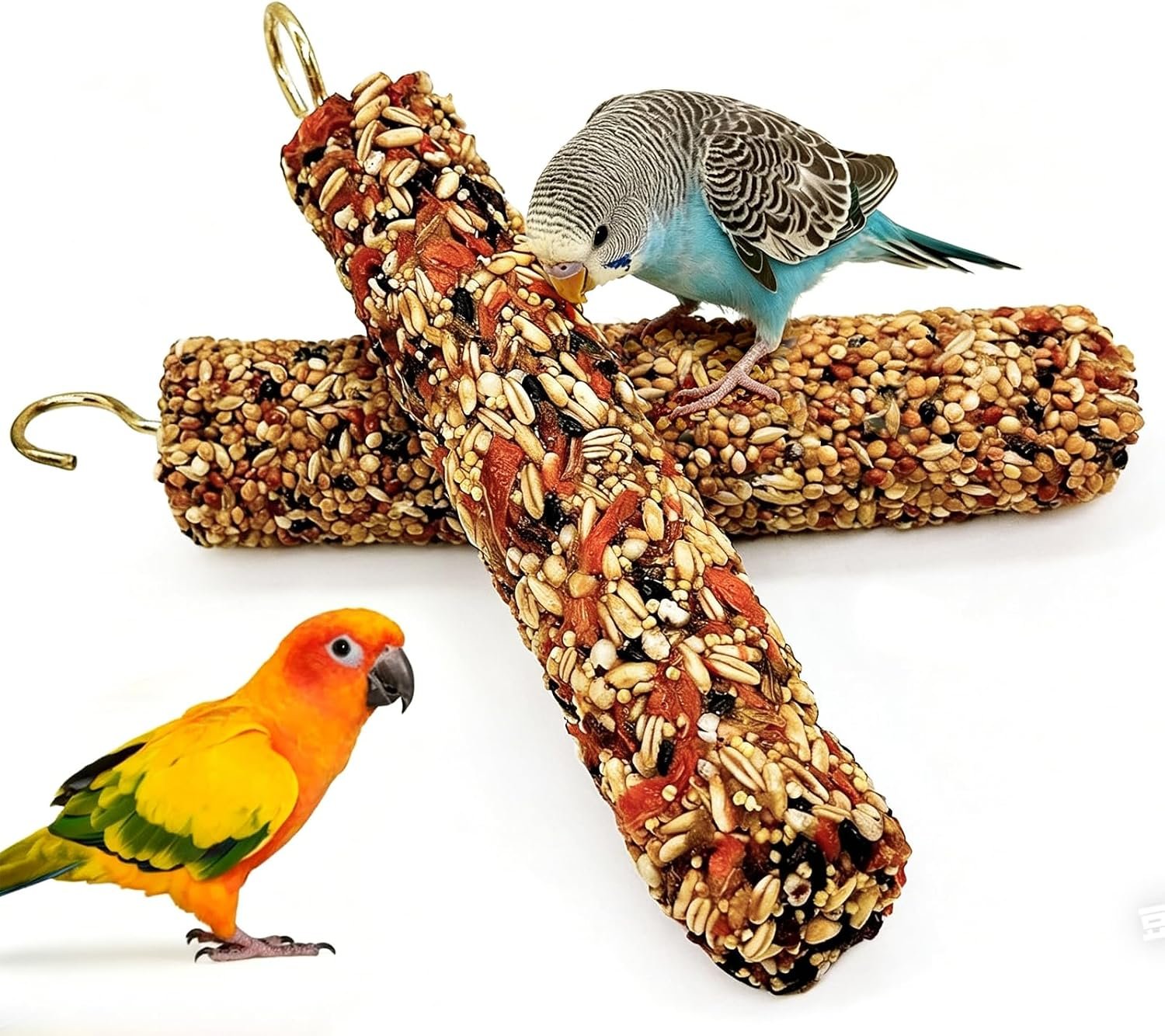 2PCS Parakeet Treat,Natural Parrots Treat Sticks,Vegetable & Grain Style Sticks,Bird Treats for Cockatiel Lovebirds Budgies Canary Finches Conure