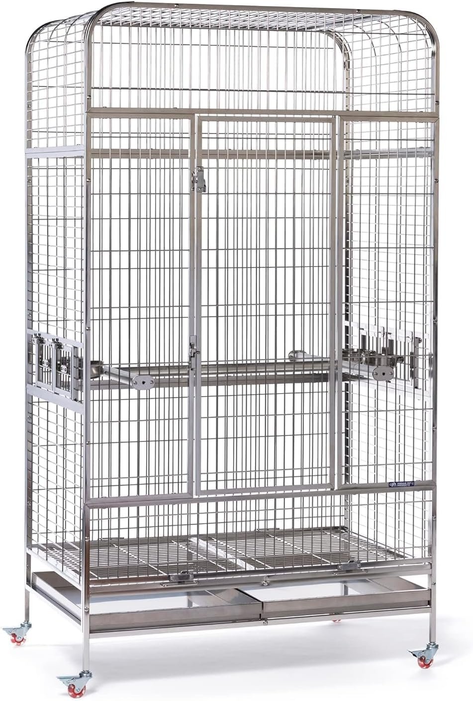 Prevue Pet Products Imperial Extra Large Stainless Steel Bird Cage | Big Birdcage Ideal for Parrots, Cockatoos, Macaws, Included Perch and Cups, Durable Cage with Wheels