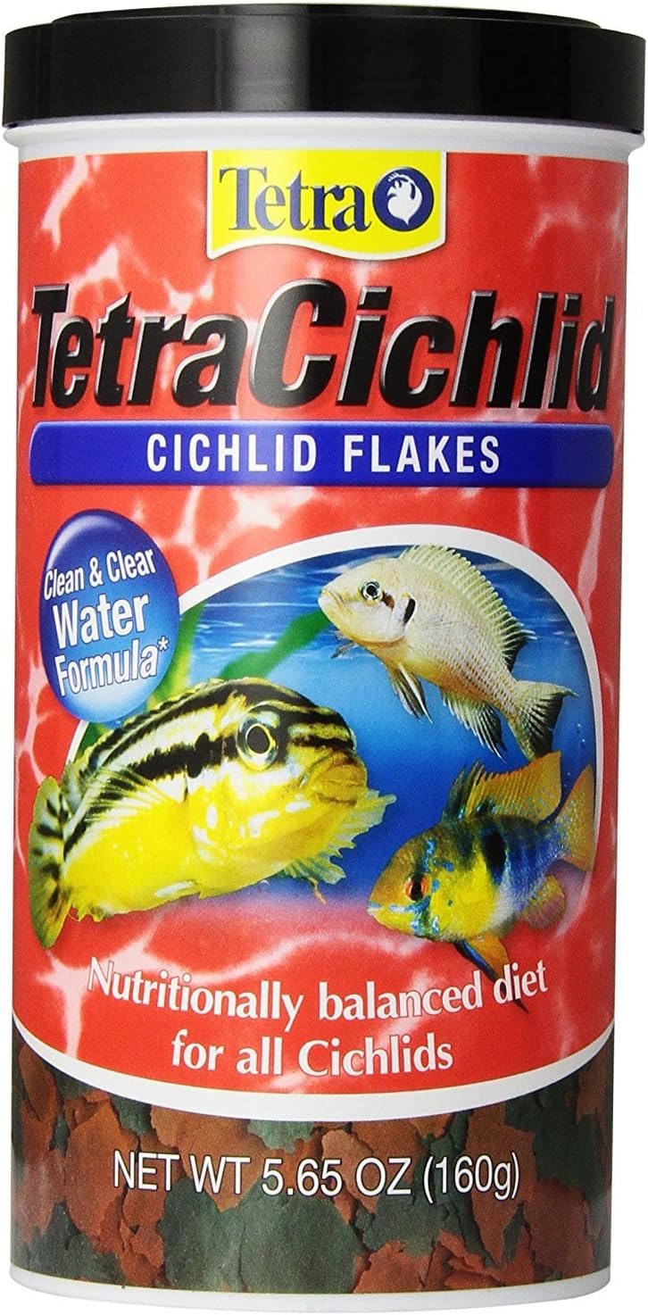 Tetra Cichlid Crisps Fish Food, 5.65 oz | Daily Diet For Top & Mid-Water Cichlids, Protein-Rich Flakes Promote Optimal Health, Clear Water Formula Does Not Cloud Water