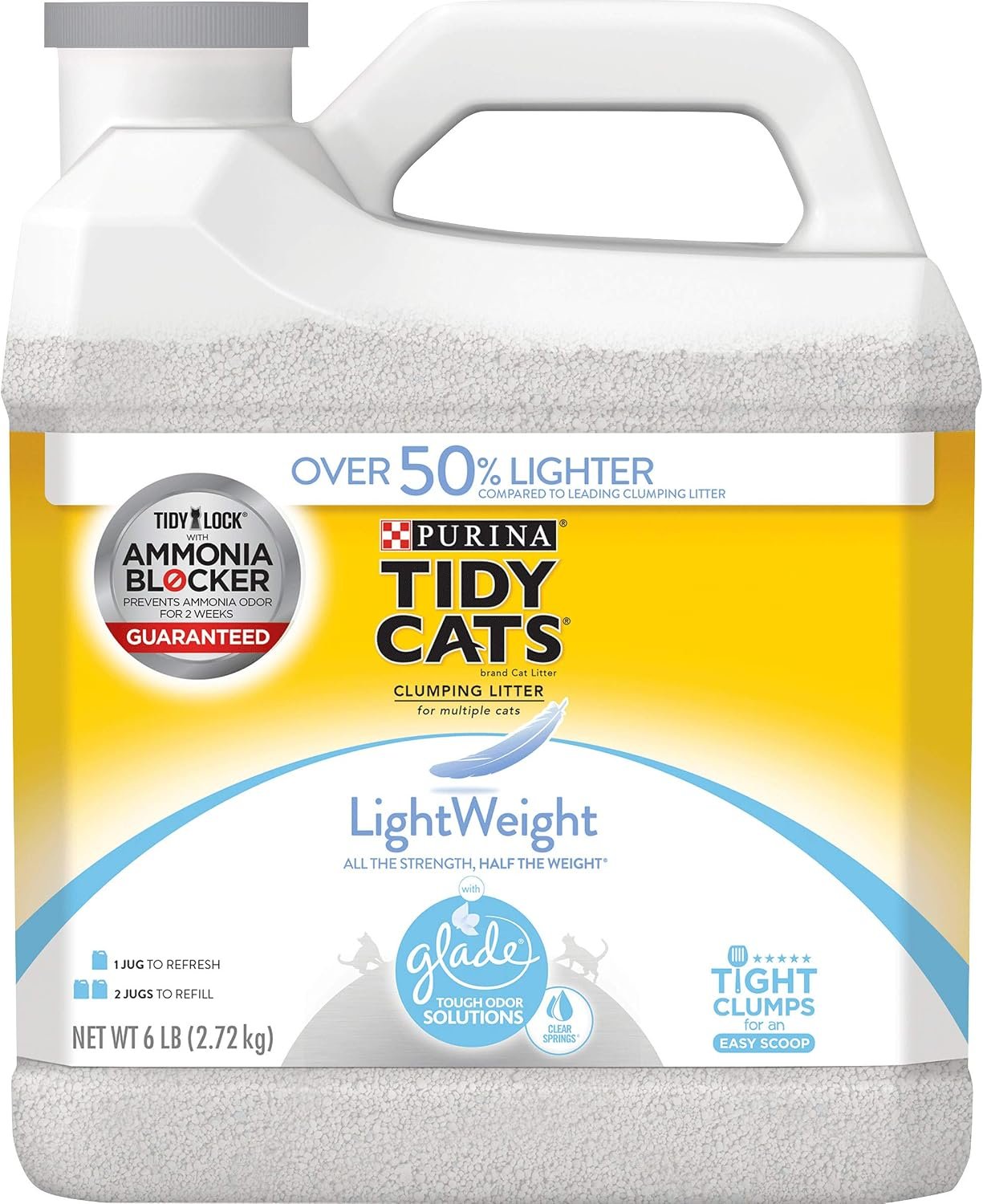 Purina Tidy Cats Light Weight, Low Dust, Clumping Cat Litter, LightWeight Glade Clear Springs Multi Cat Litter – 6 lb. Jug