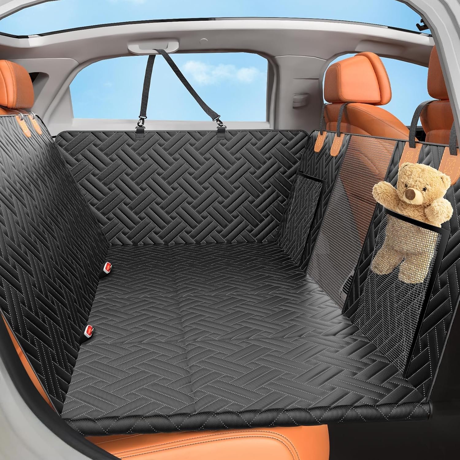 Back Seat Extender for Dogs,Hard Bottom Car Seat Cover for Dogs | With Mesh Window,Waterproof Backseat Pet Cover Hard Bottom-Dog Car Seat Cover for Back Seat Dog Hammock for Car/SUV