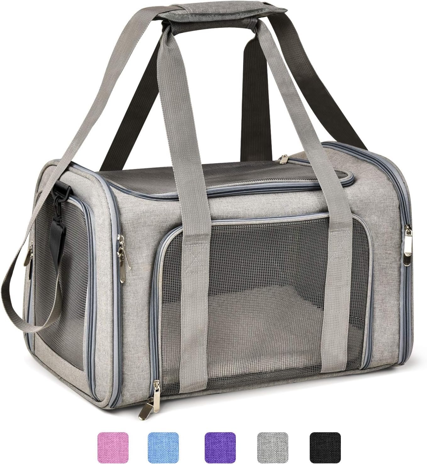 Henkelion Large Cat Carriers Dog Carrier Pet Carrier for Cats Dogs Puppies up to 25Lbs, Big Dog Carrier Soft Sided, Travel Puppy Carrier – Large – Grey