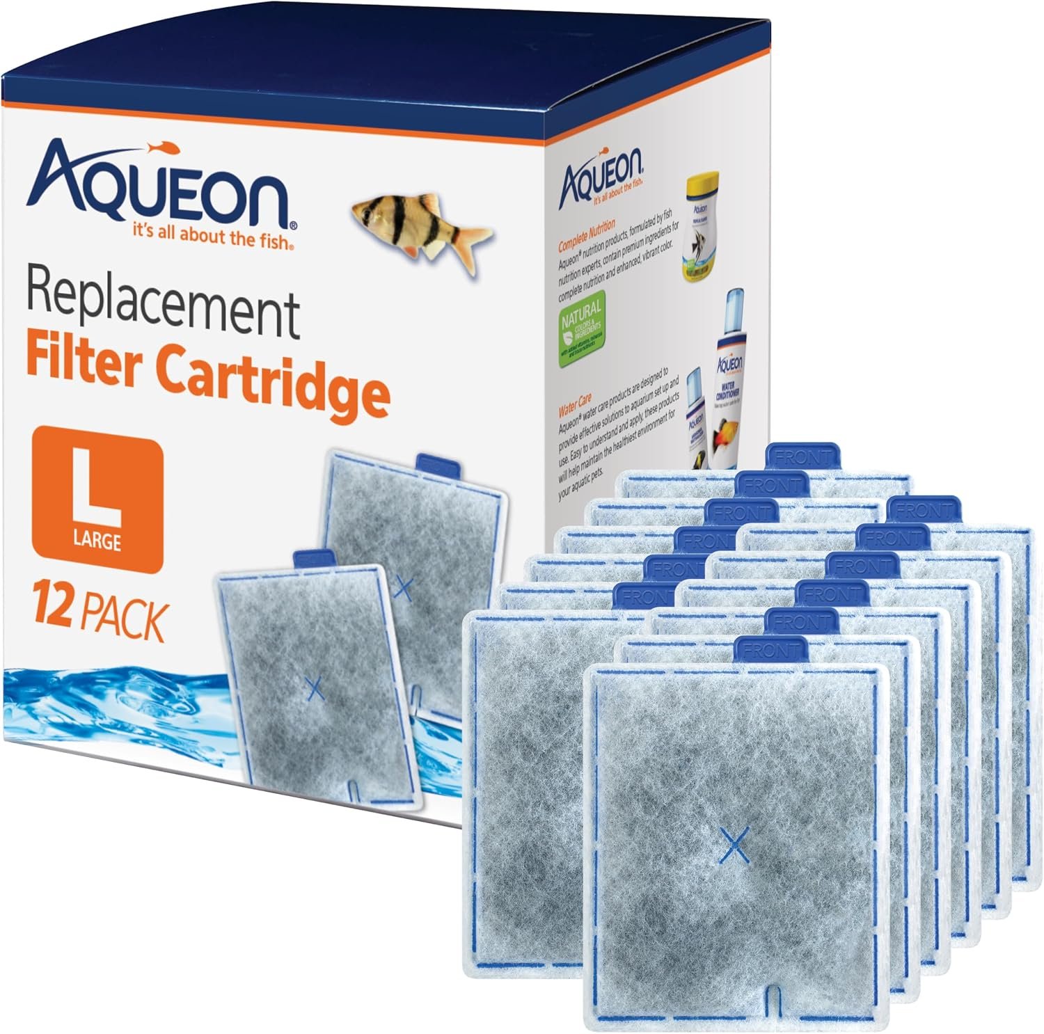 Aqueon Replacement Filter Cartridges, Fish Filters, Large – 12 Pack