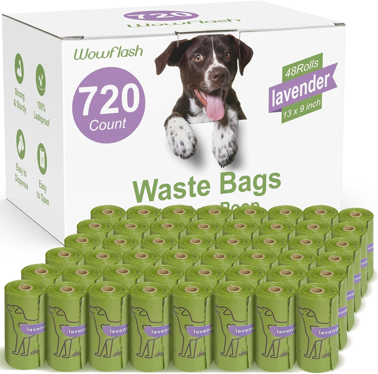 720 Count Lavender Scented 13” x 9” Dog Poop Bags Rolls | Leakproof Strong & Sturdy Waste Bags for Doggie Cat Pet