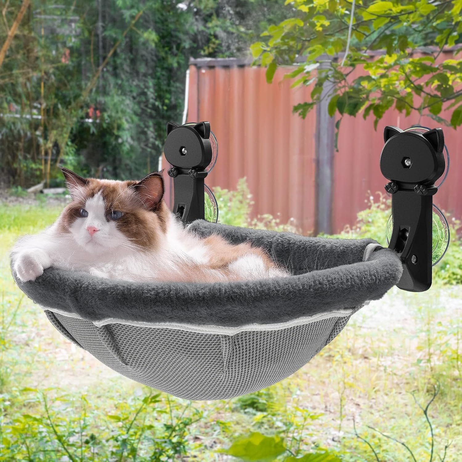 Cat Window Perch Cordless, Foldable & Stable Cat Beds- Breathable Cat Window Hammock for Overlooking, Sunbathing and Climbing – Maximum Hold Up to 40lb