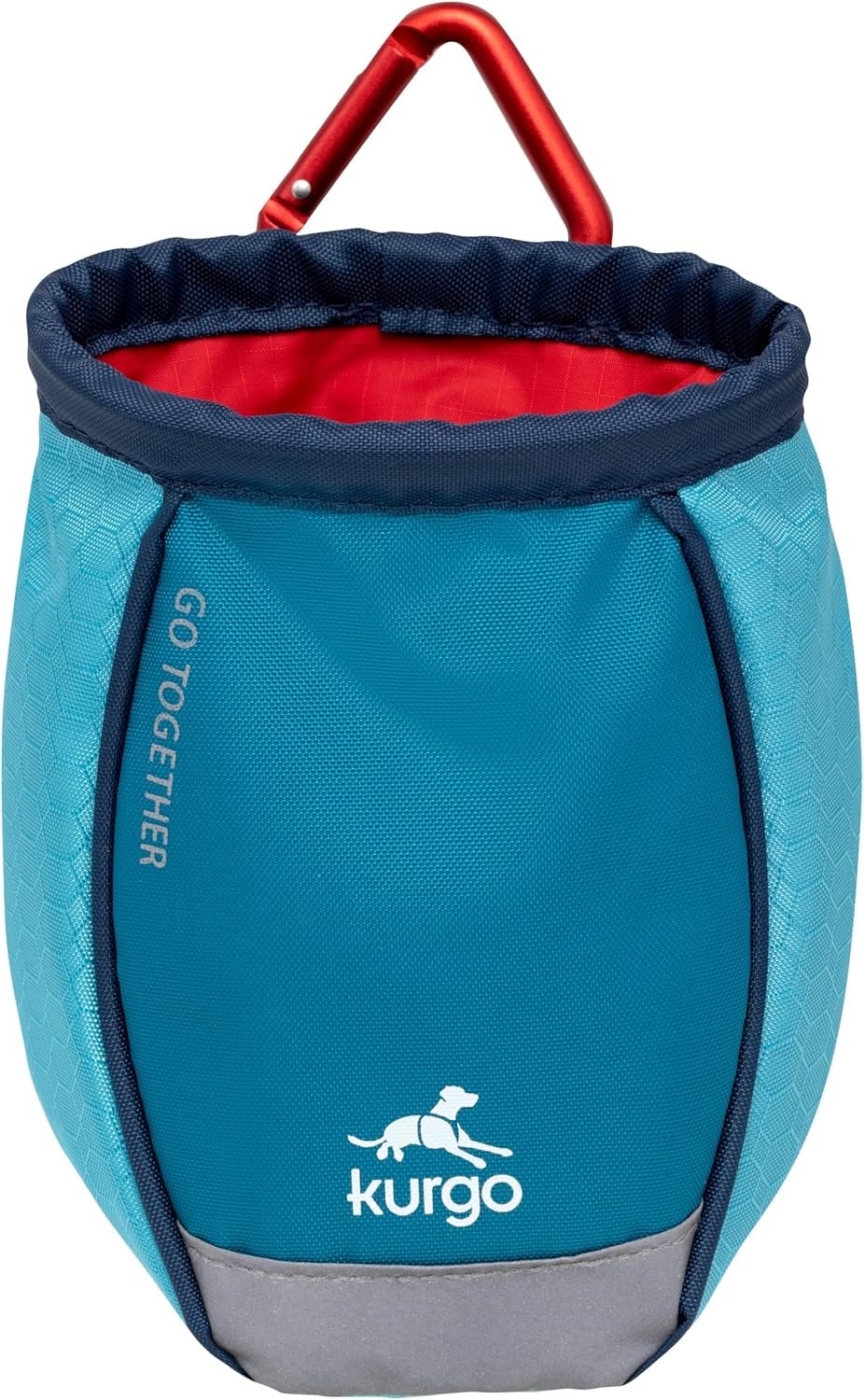 Kurgo Go Stuff It Dog Treat Bag, Coastal Blue | MOLLE-Compatible Training Pouch with Drawstring Closure, Zippered Storage Pocket, Reflective for Nighttime Visibility