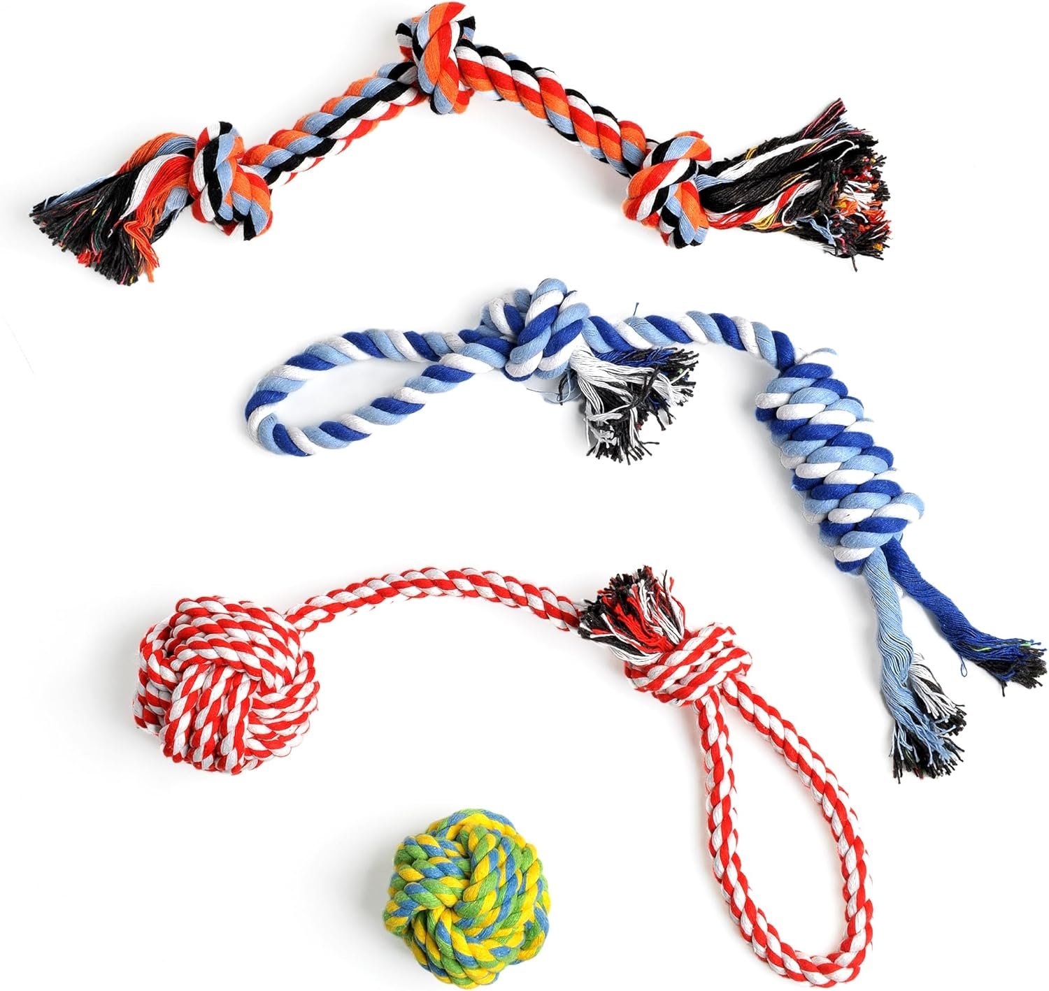 TwoEar Dog Rope Toy 4 Pack – Puppy Teething Toys for Small Breed | Indestructible Dog Chew Toys for Aggressive Chewers – Cotton Tug of War Dog Toys for Boredom, Teeth Clean