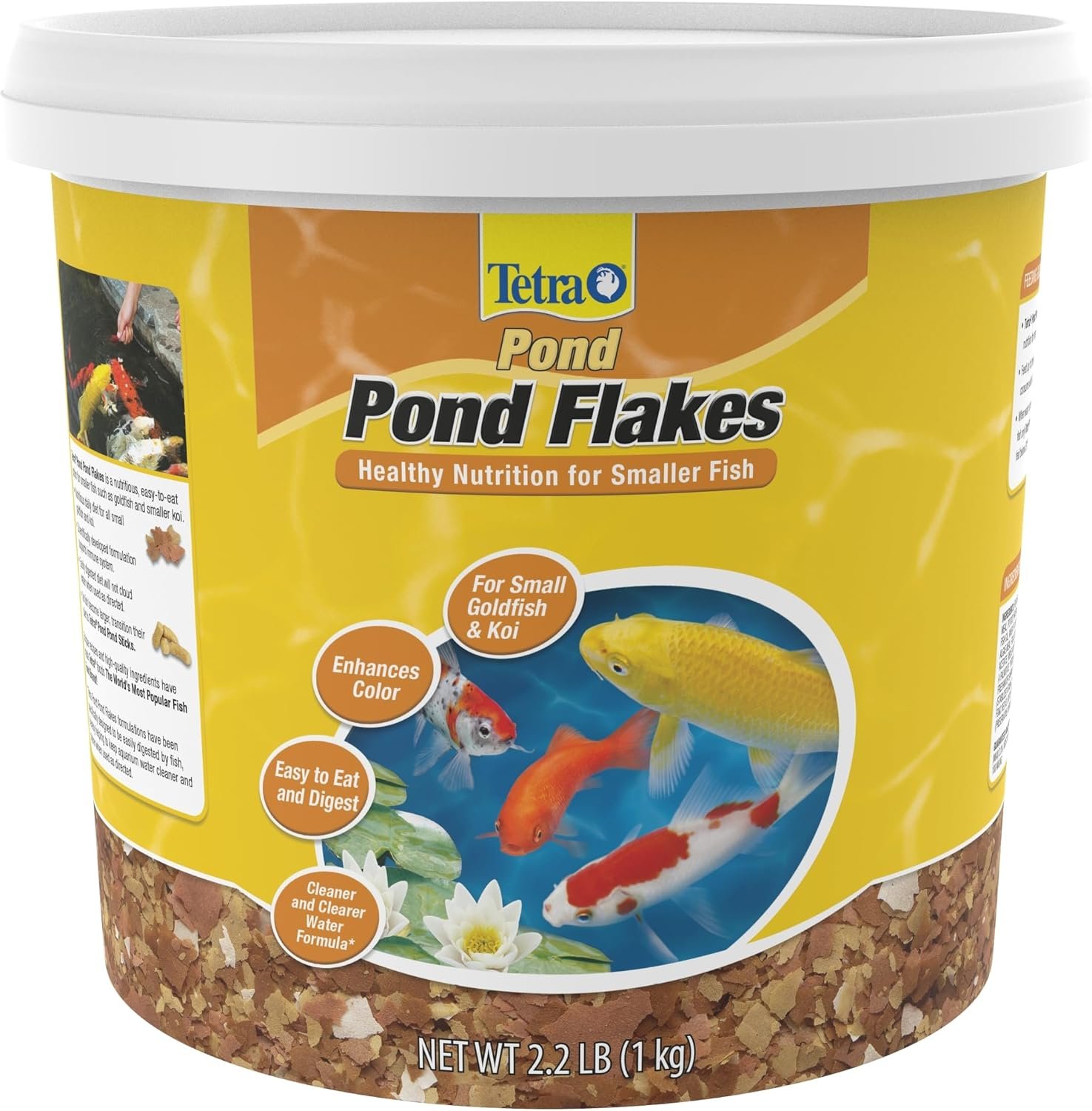 Tetra Pond Color Flakes Fish Food for Small Koi & Goldfish, 2.2 oz | Color Enhancing, Brings Out Reds & Yellows In Fish, Supports Digestion & Health Of Small Pond Fish, Clear Water Formula