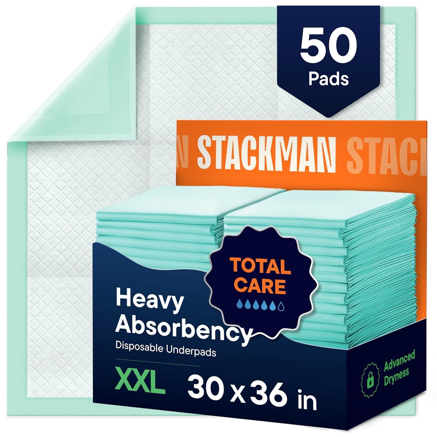 Chucks Pads Disposable – 30×36 Underpads [50-Pack] Incontinence Chux Pads | Absorbent Fluff Protective Bed Pads, Extra Large Pee Pads for Kids Adults & Elderly, Leak Proof Puppy Pads for Training