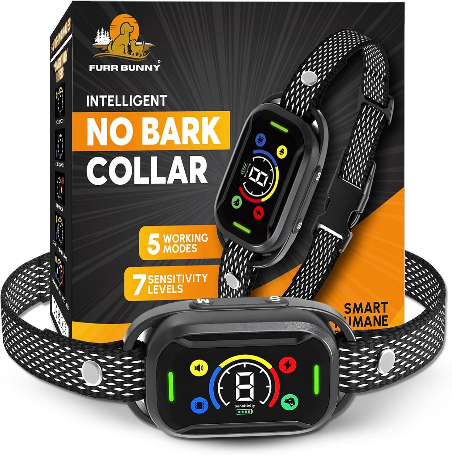 2026 Upgraded Intelligent Dog Bark Collar for Medium & Large Dogs (20 LBs-110 LBs)- Beep, Vibration & Safe Static Shock, 7 Sensitivity Levels Adjustment – Stops Excessive Barking (No Remote)