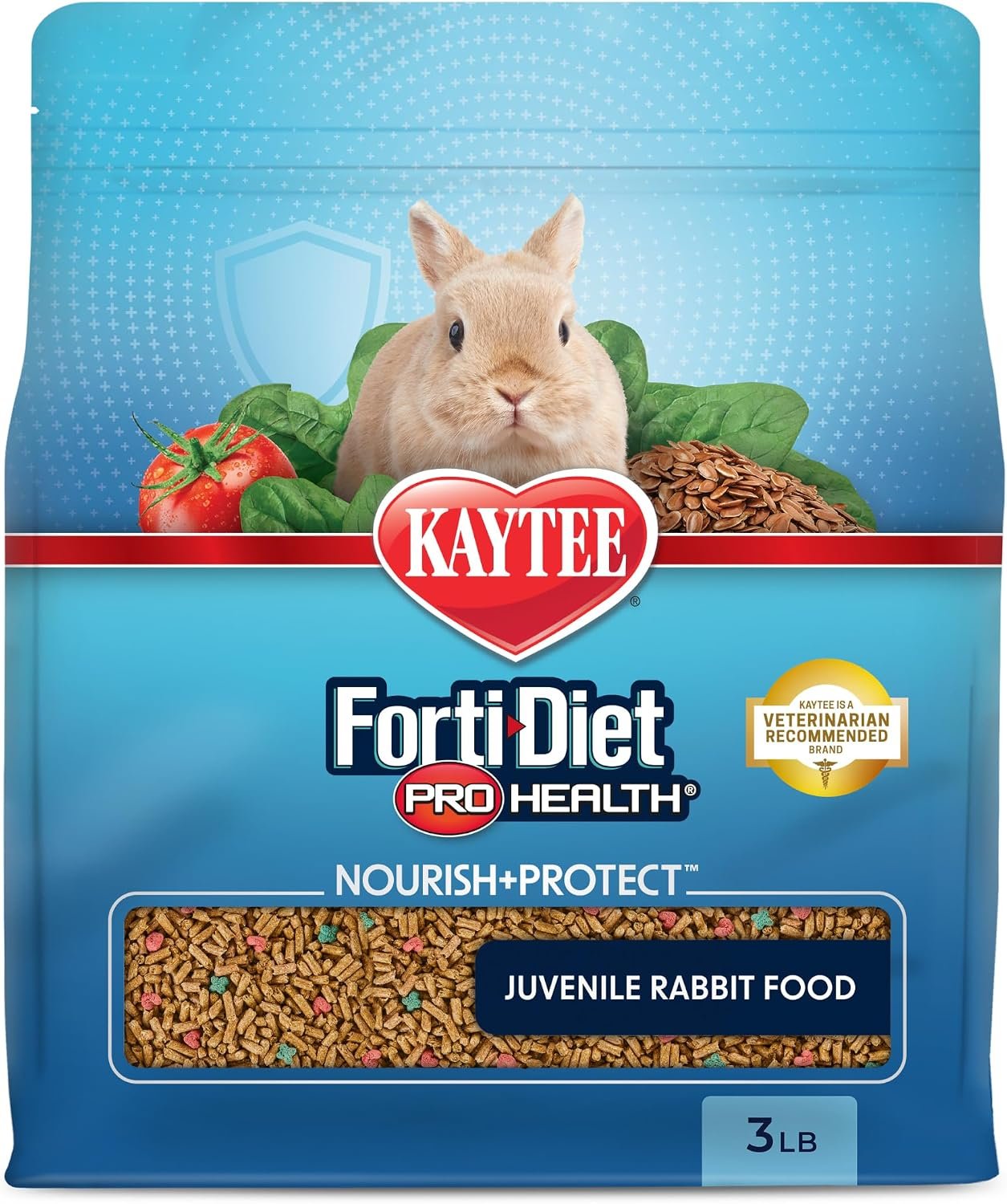 Kaytee Forti-Diet Pro Health Nourish+Protect Juvenile Rabbit Food, Comprehensive Nutrition Backed by Science, Digestive Health, Immune Support, 3 Pounds