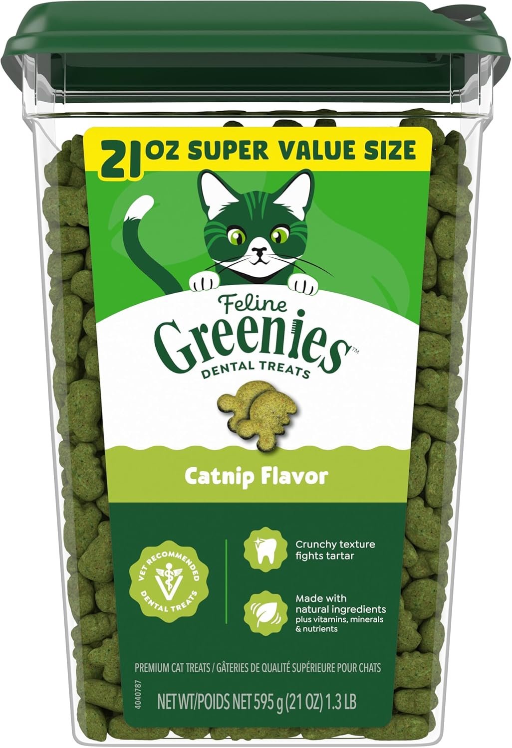 Greenies Feline Natural Dental Cat Treats, Catnip Flavor, 21 oz | #1 vet-recommended, clinically-proven oral care, cleans teeth and freshens breath, cleans to gumline, natural ingredients