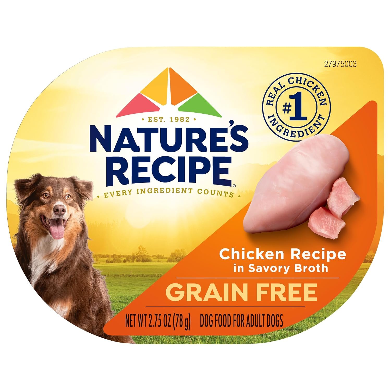 Nature’s Recipe Grain Free Chicken Recipe in Savory Broth Wet Dog Food, 2.75 oz. Cup, 12 Count