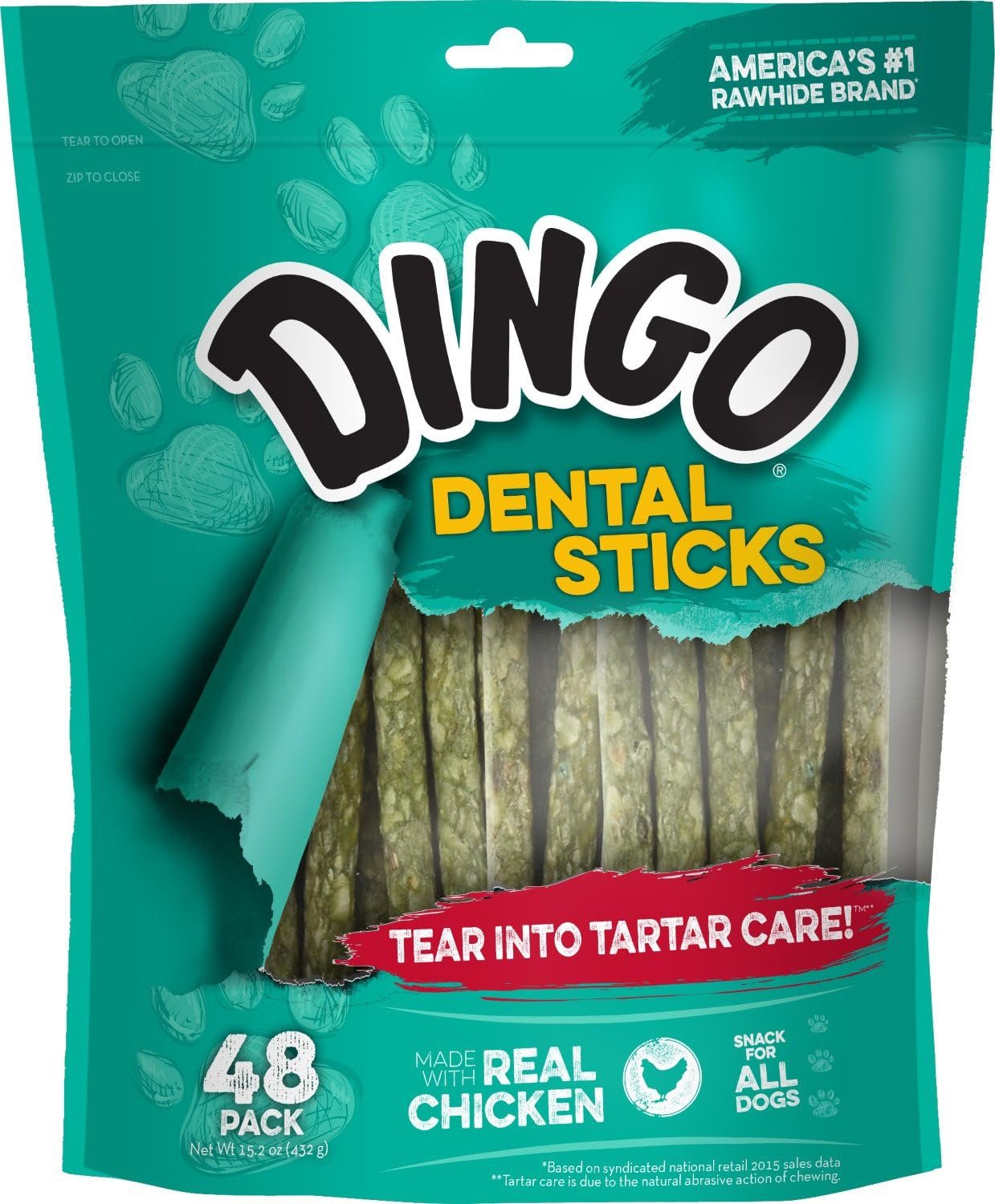 Dingo Dental Sticks Dog Treats With Real Chicken & Parsley, 48 Count | Real Parsley Freshens Breath, Chewing Reduces Tartar & Plaque, Fully Digestible, For Adult Dogs