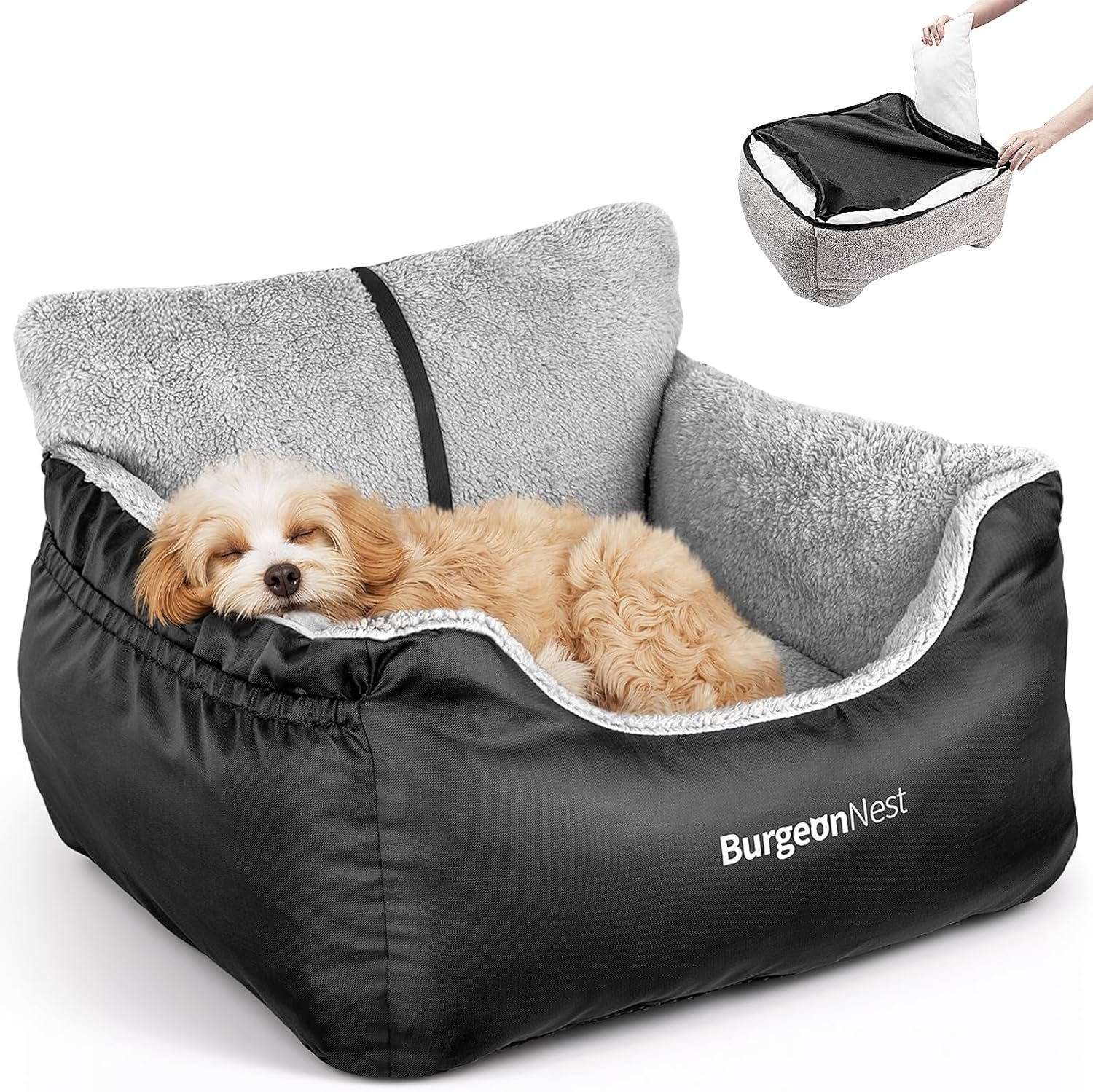 Dog Car Seat for Small Dogs & Cats Under 25 lbs,Black
