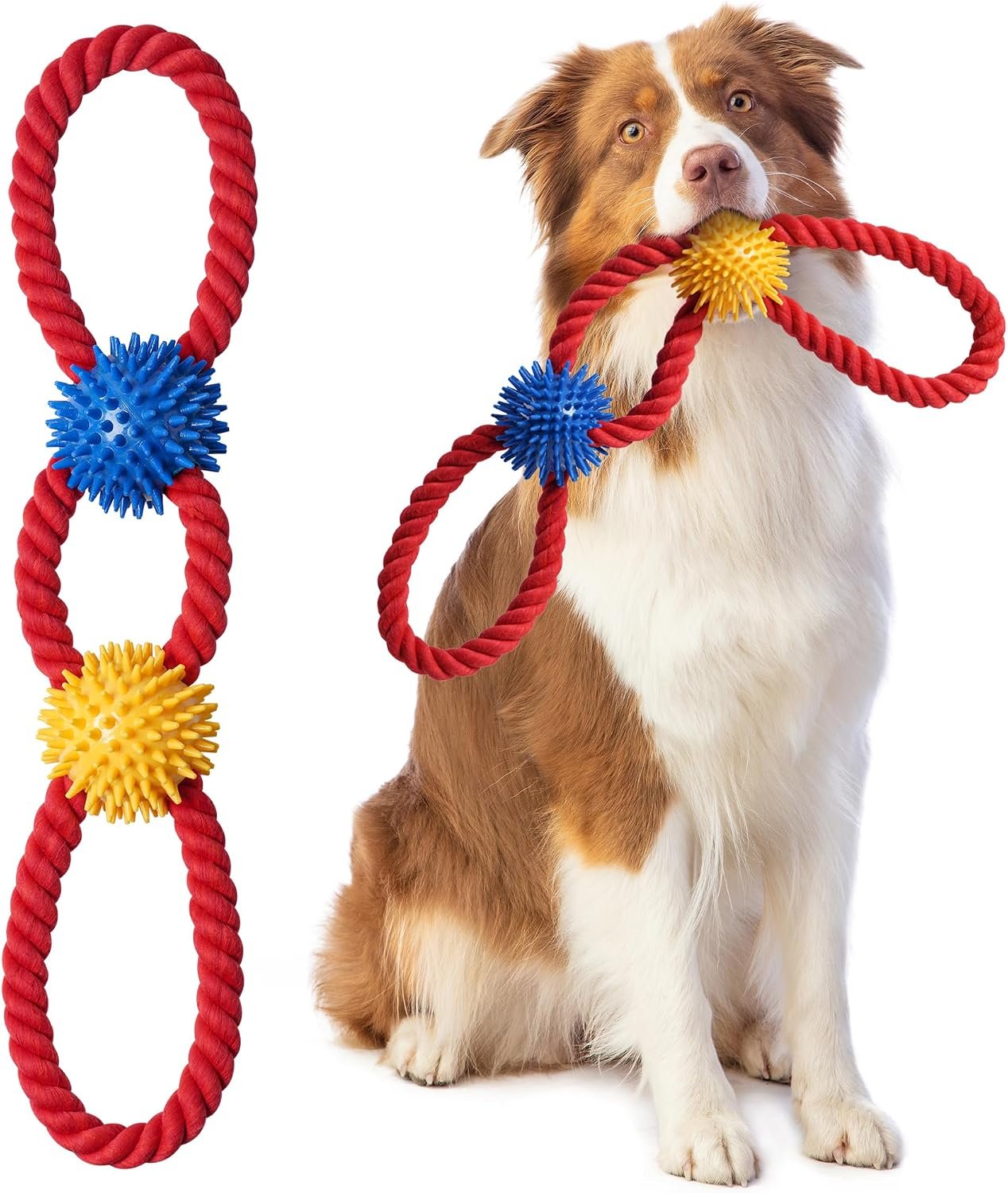 Aitmexcn Dog Rope Toys, Tough Tug of War Dog Toys for Large, Medium & Small Dogs, 100% Cotton Teeth Cleaning Chew Toys, Interactive Tug Toy to Relieve Dog Boredom