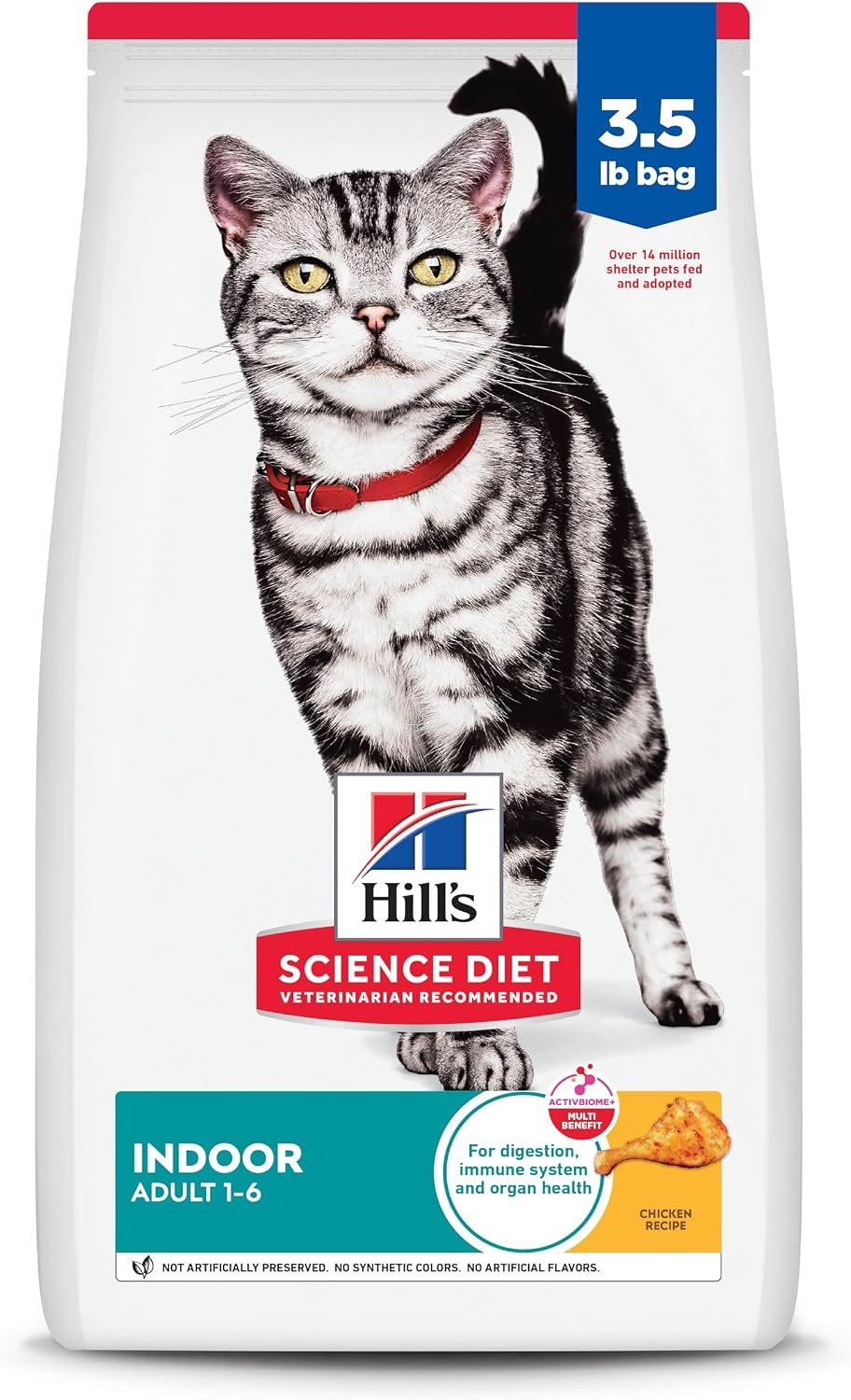 Hill’s Science Diet Adult 1-6 Indoor Dry Cat Food | #1 Veterinarian Recommended, Chicken Recipe, 3.5 lb. Bag