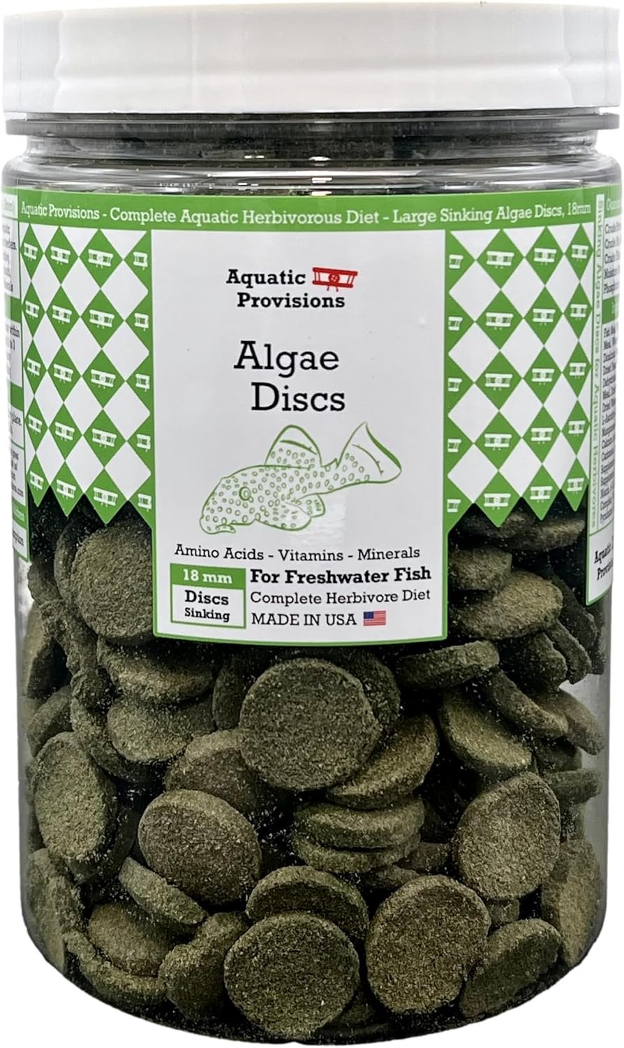 Aquatic Provisions Algae Discs 16 oz Fish Food | Sinking, 18 mm, for Freshwater Herbivores