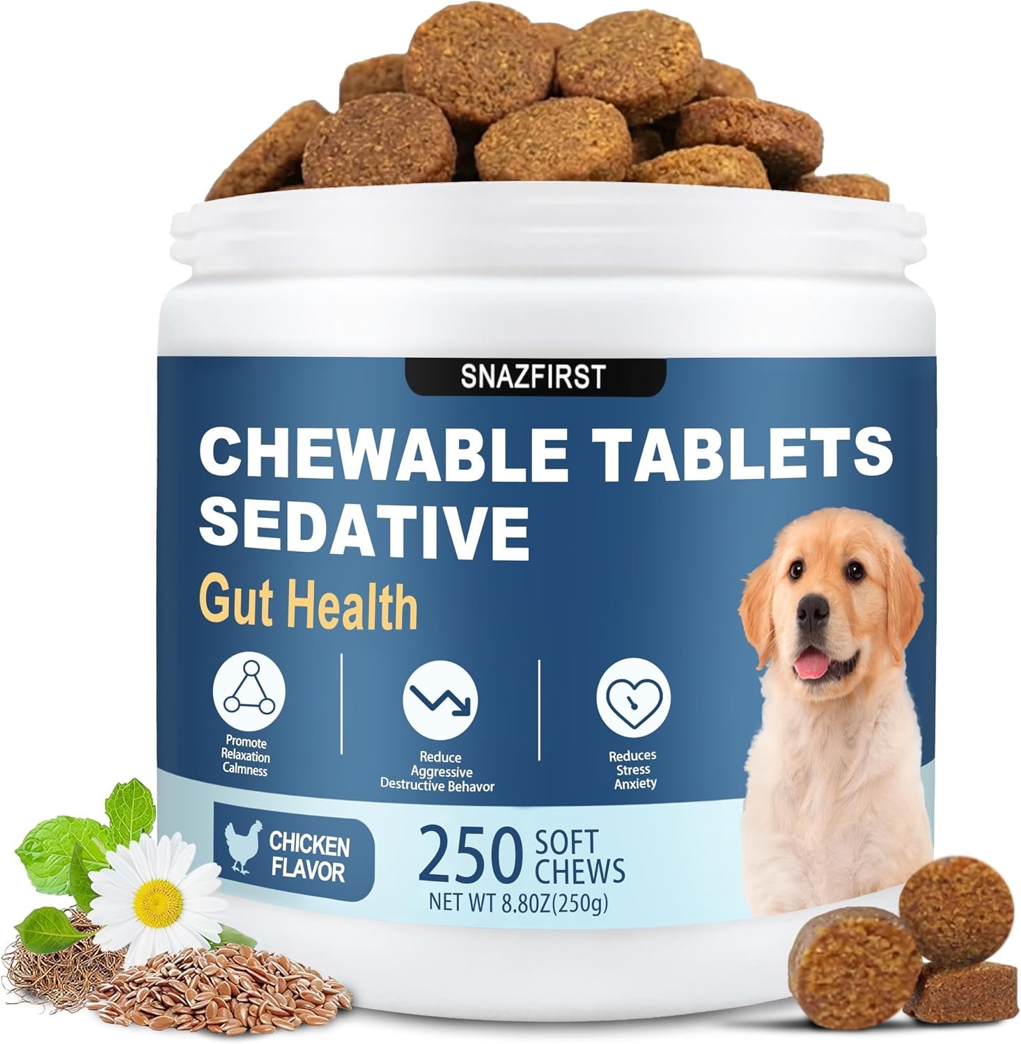 Calming Chews for Dogs, Dog Calming Chews Melatonin Relief Anxiety Bites | Dog Melatonin calming treats, Sleep Aid for Small Medium Large Dogs, Thunder, Noise, Barking, Separation Anxiety, 250 Chews